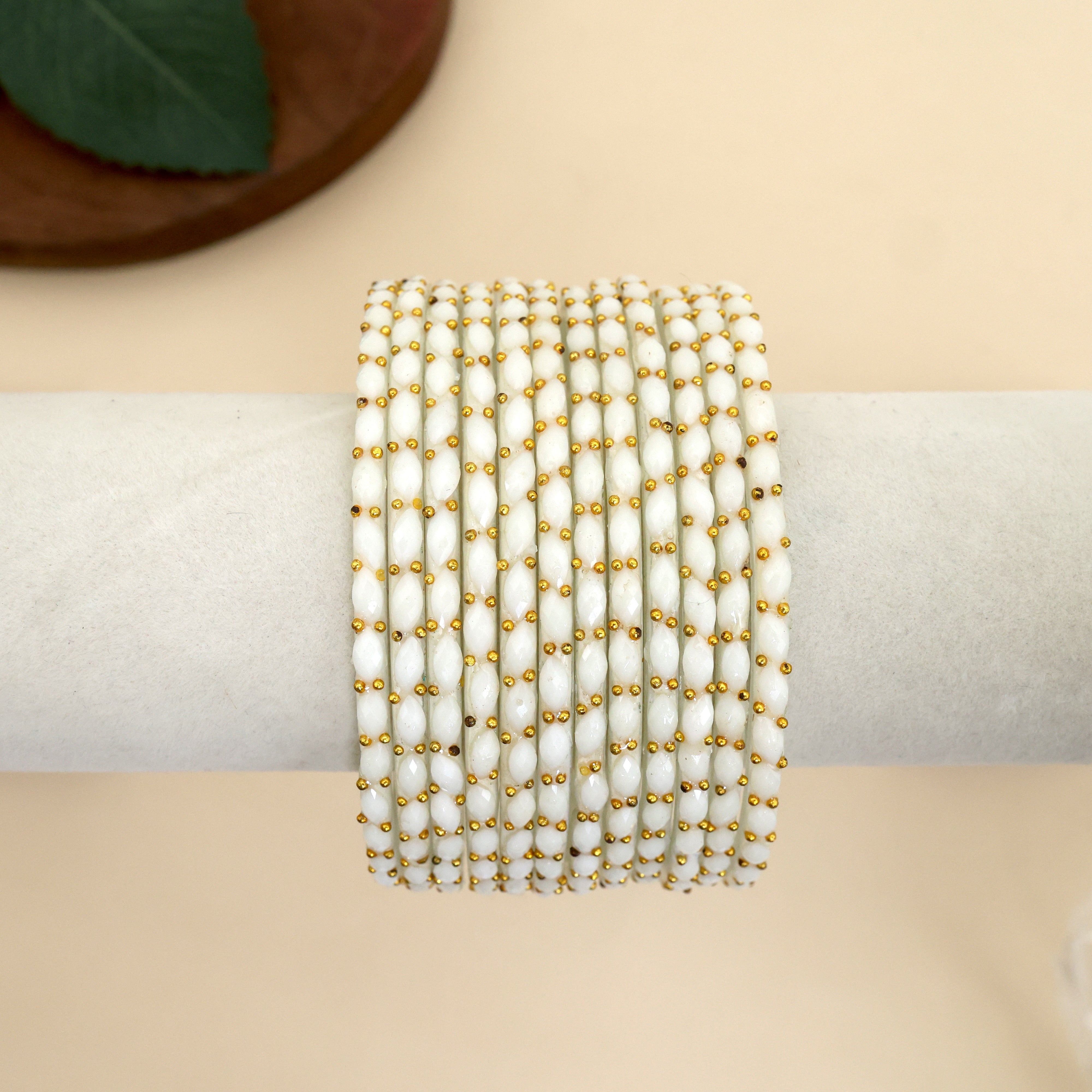 Premium Raindrop Glass Bangles - White