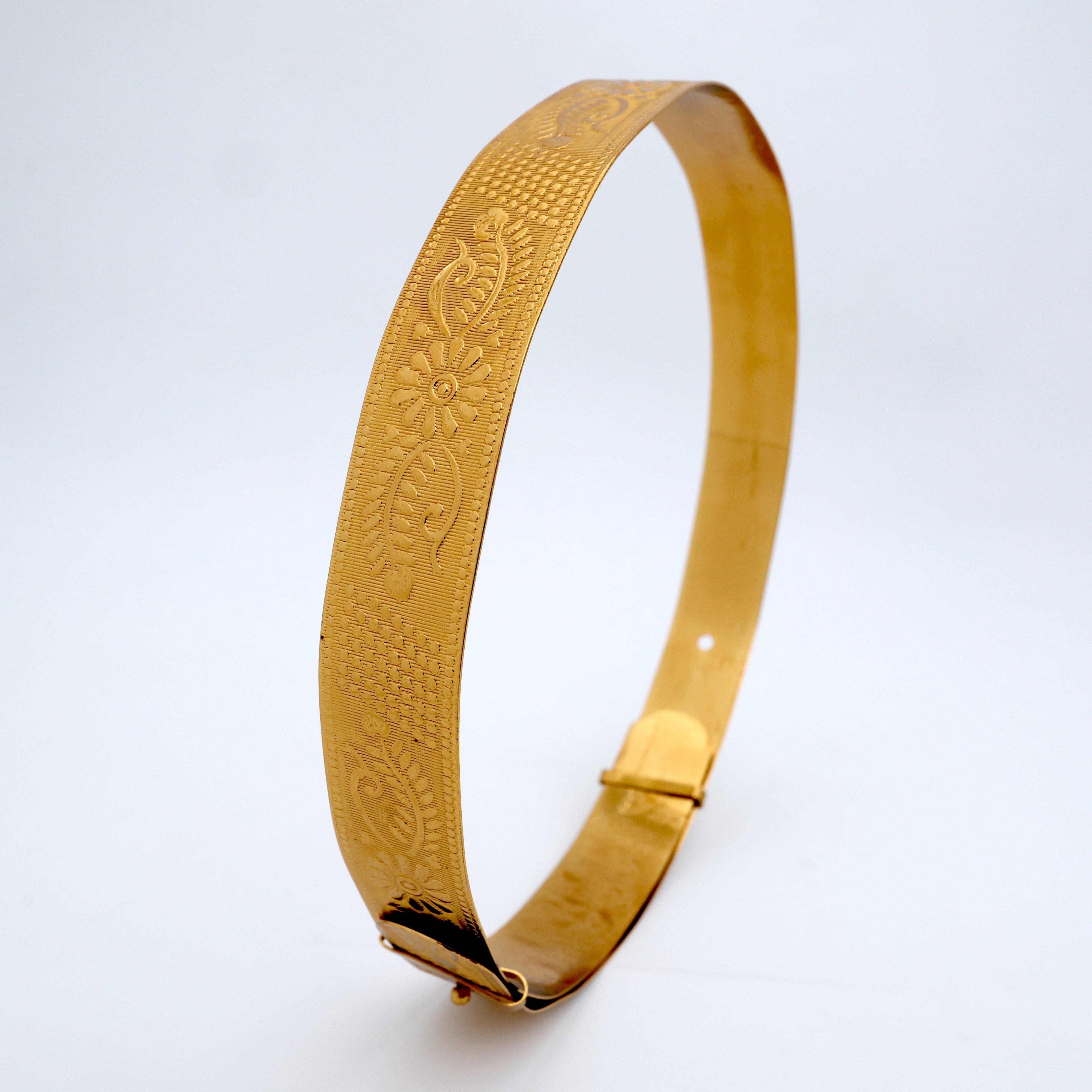 Real Gold Tone Floral Design Medium Size