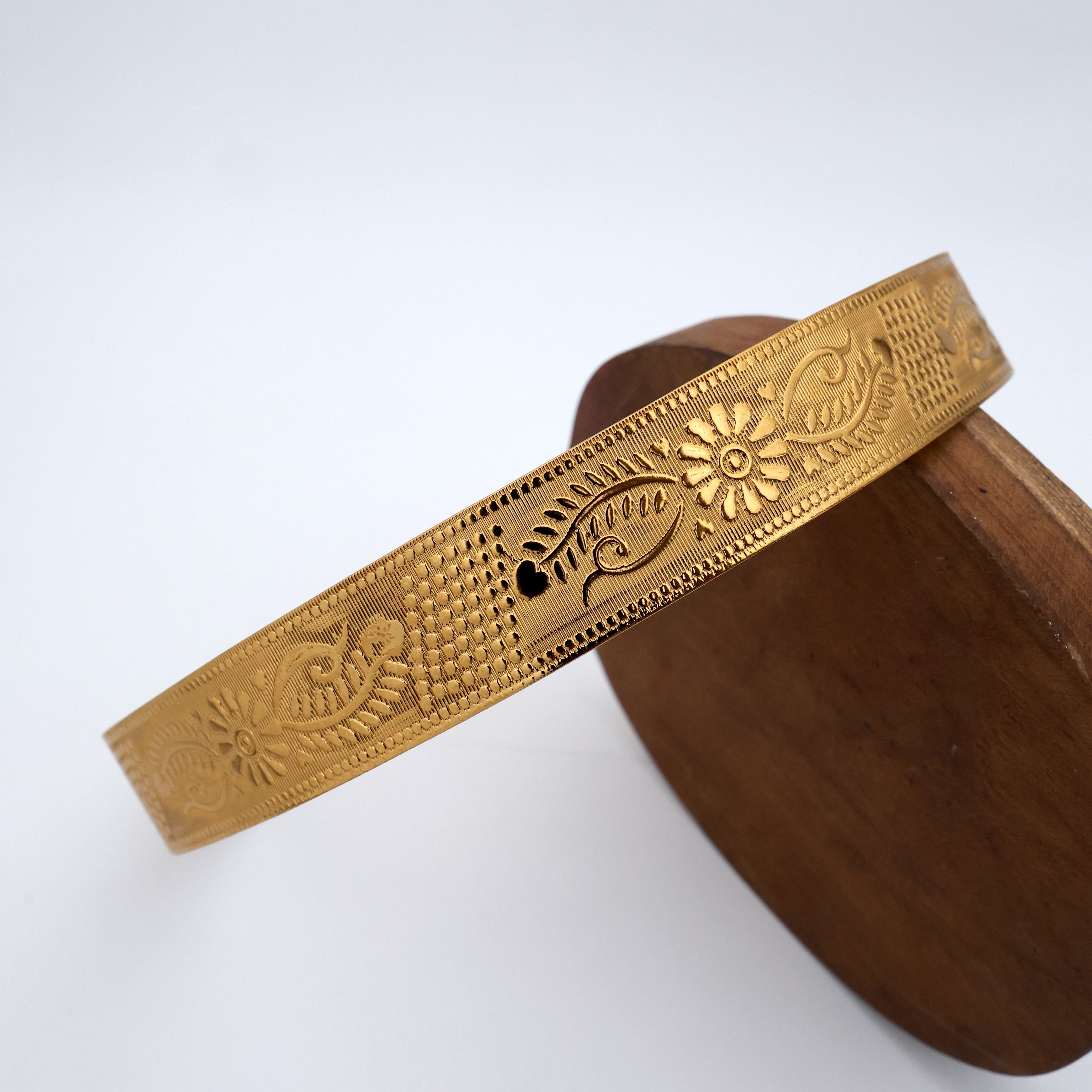 Real Gold Tone Floral Design Medium Size