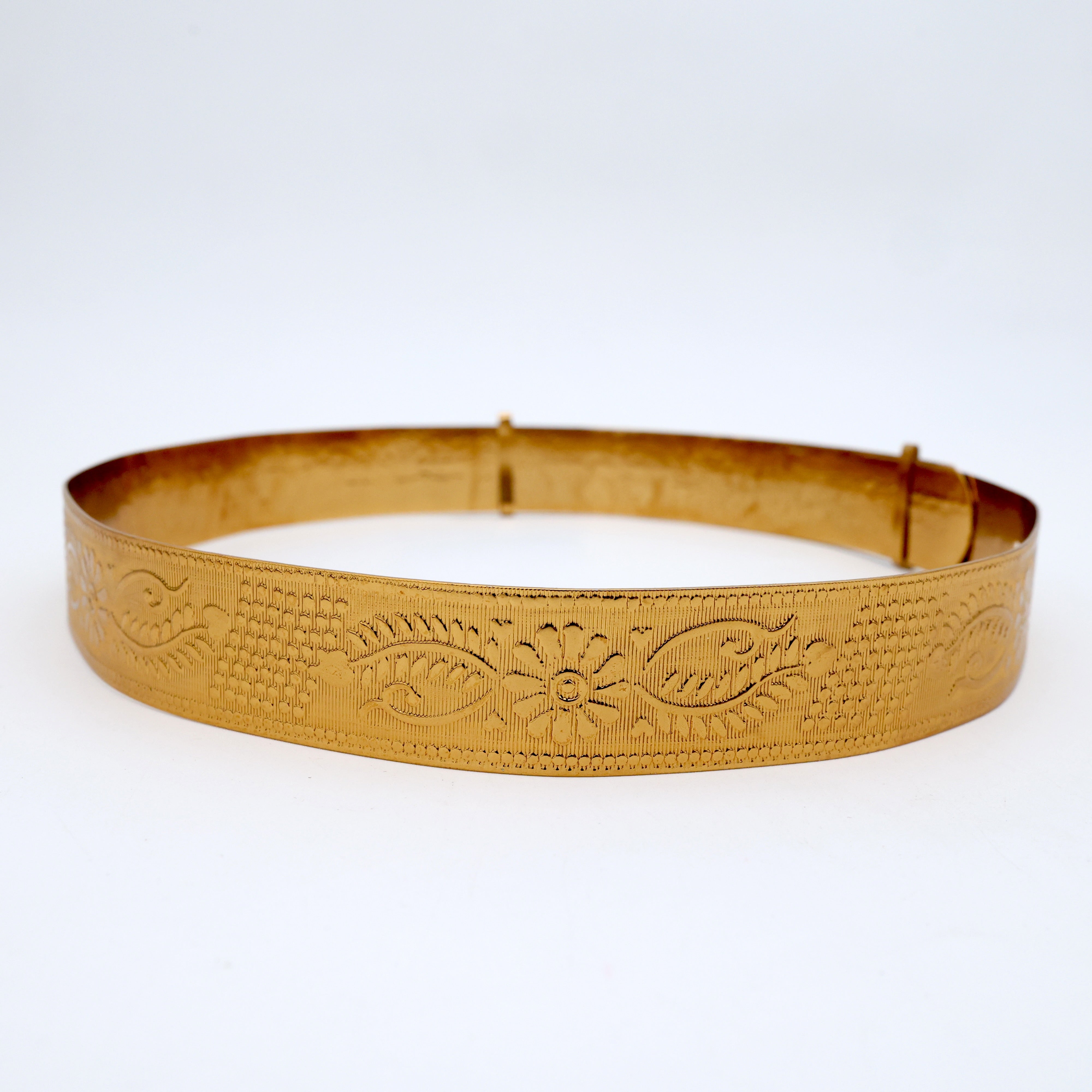 Real Gold Tone Floral Design Medium Size