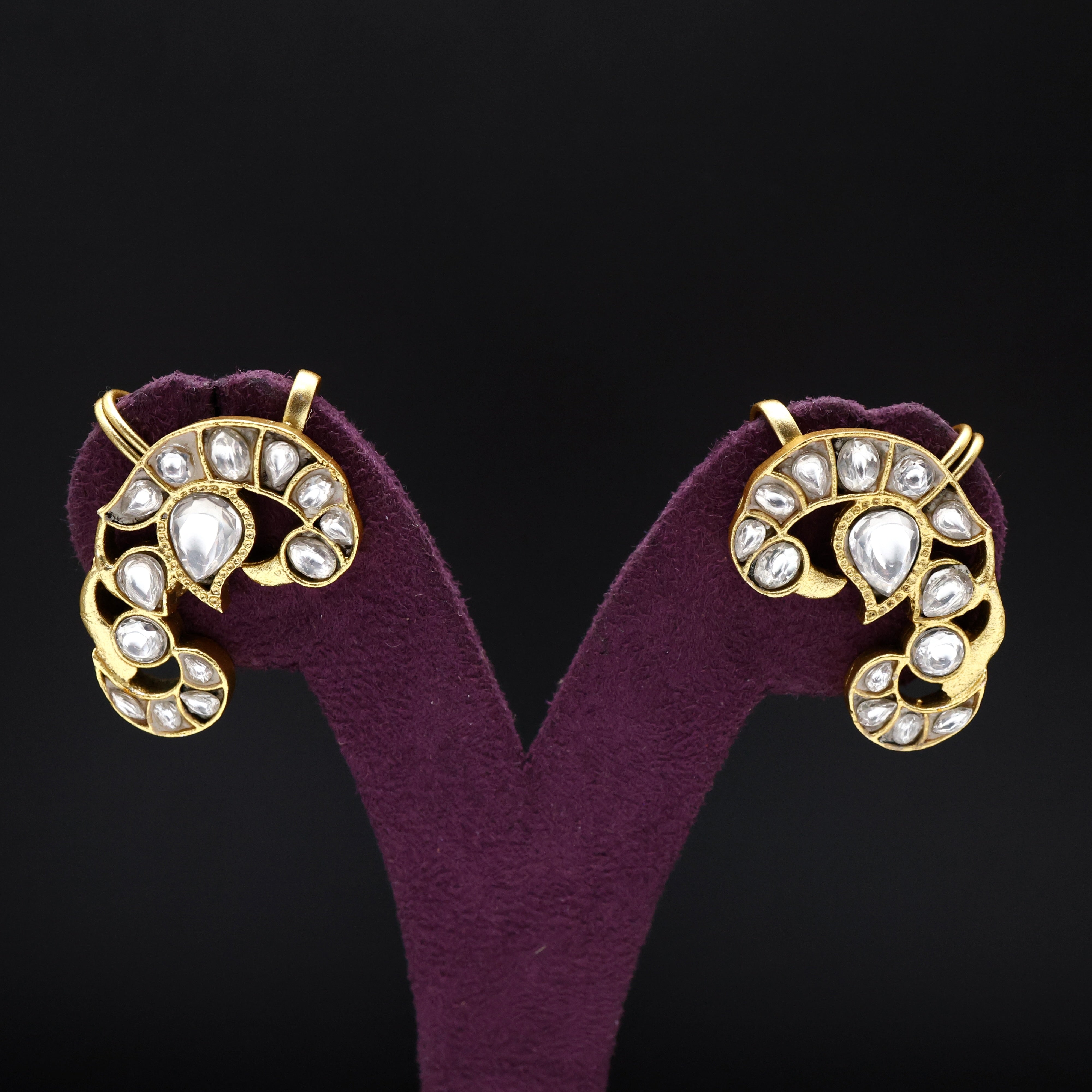 Premium Jadau Kundan Peacock Bugadi/Koppu Earrings (Can also be used as hair accessory)