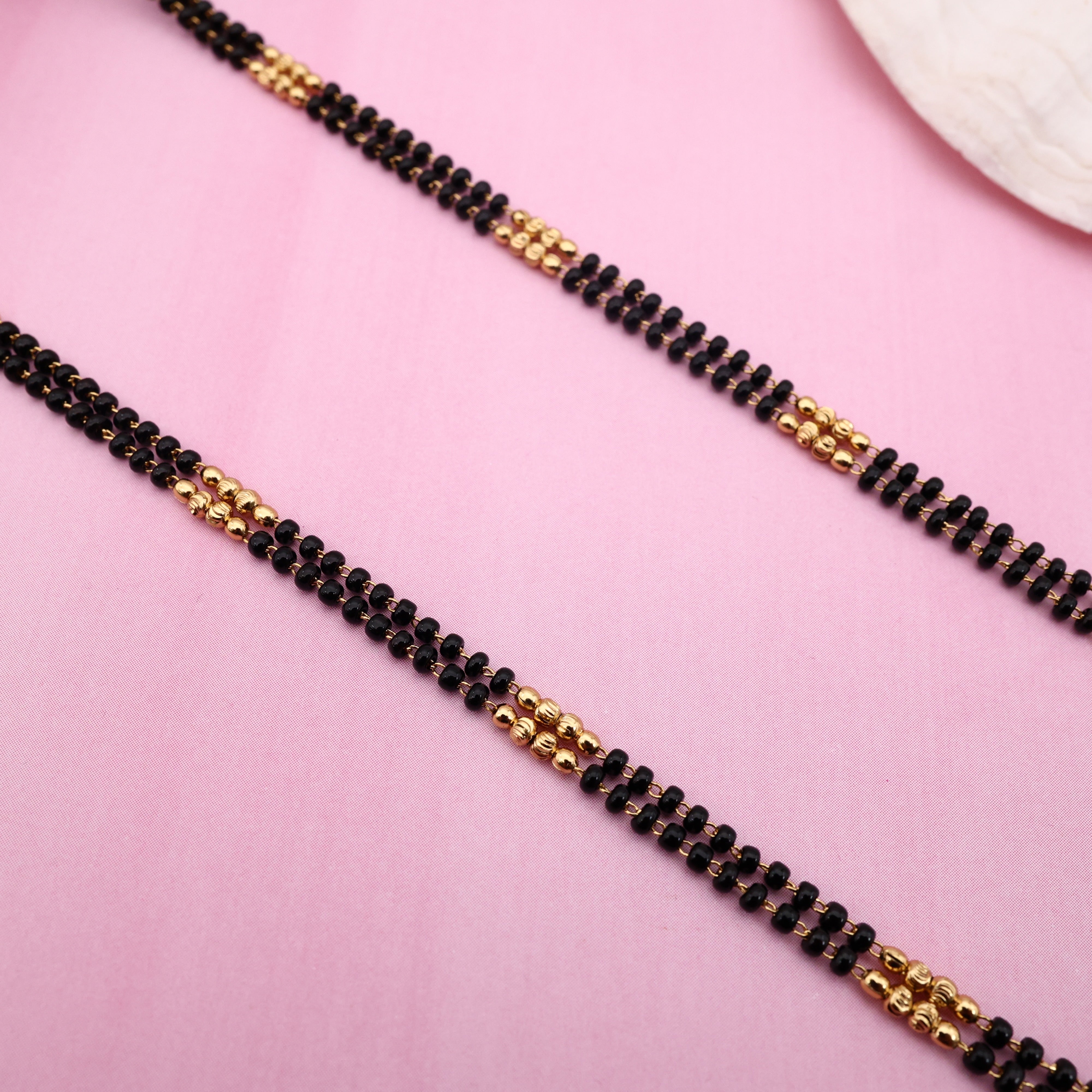 Premium Thiruman Pendant Long Black Beads Mangalsutra Chain - Green