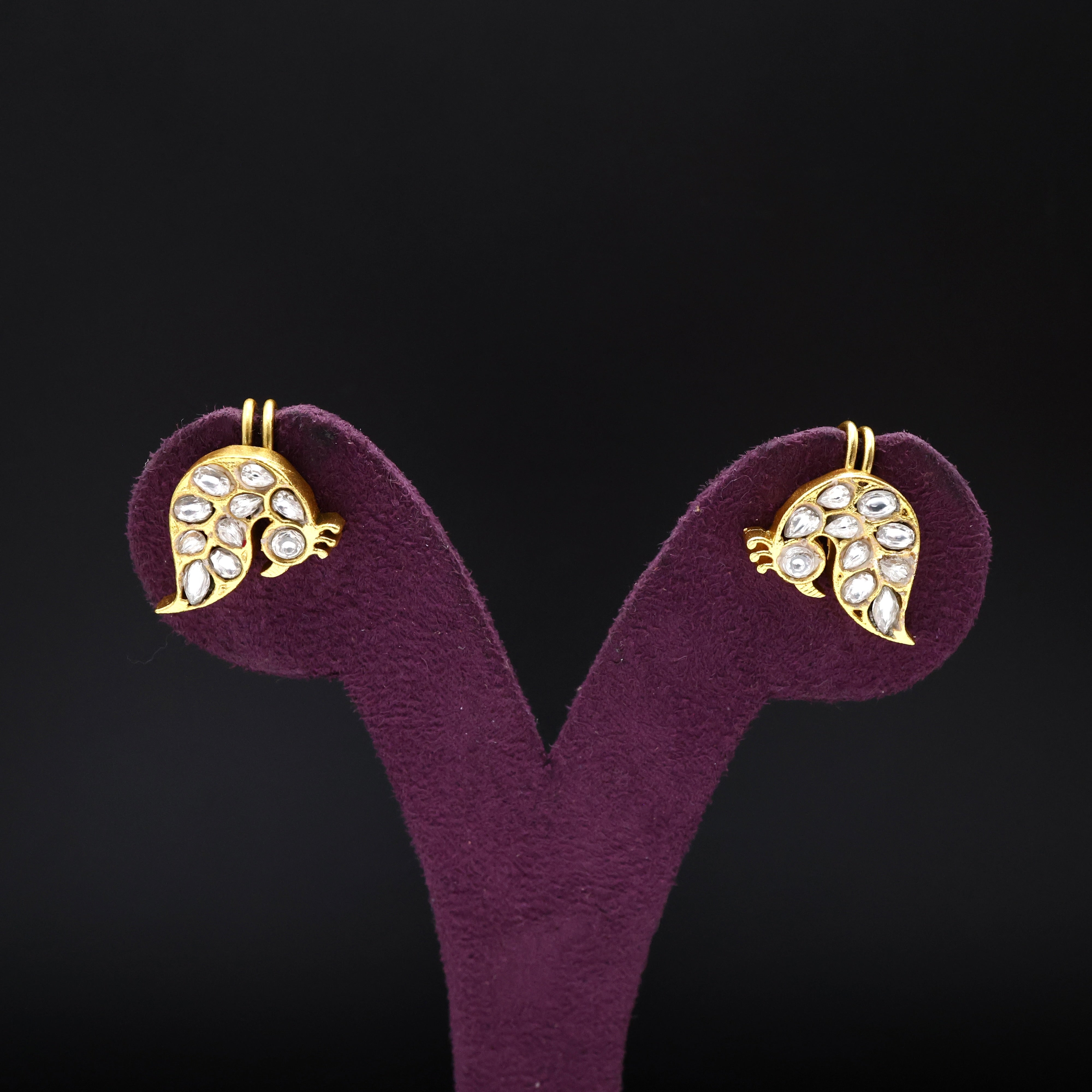 Premium Jadau Kundan Mayil Bugadi/Koppu Earrings (Can also be used as hair accessory)