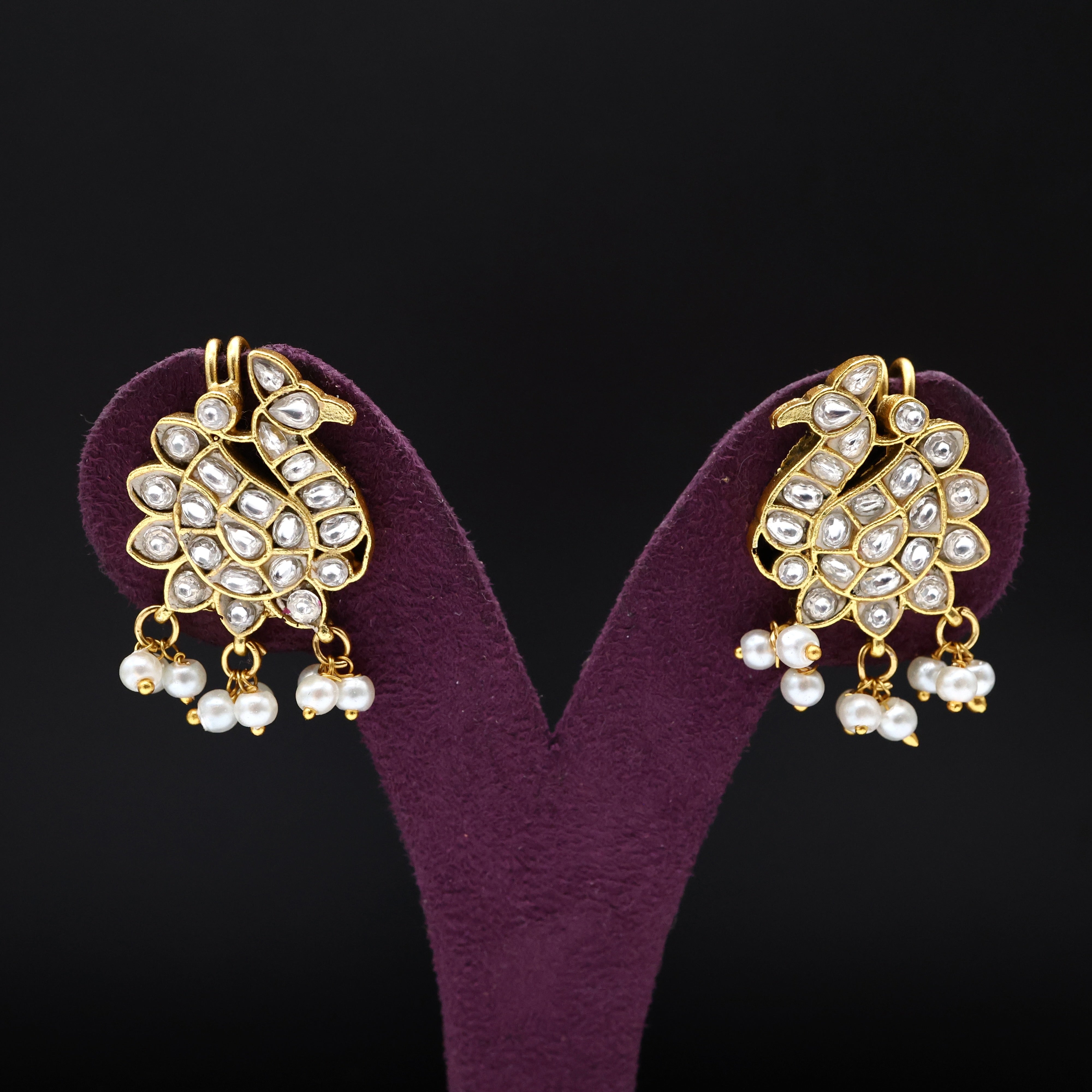 Premium Jadau Kundan Big Peacock Bugadi/Koppu Earrings (Can also be used as hair accessory)