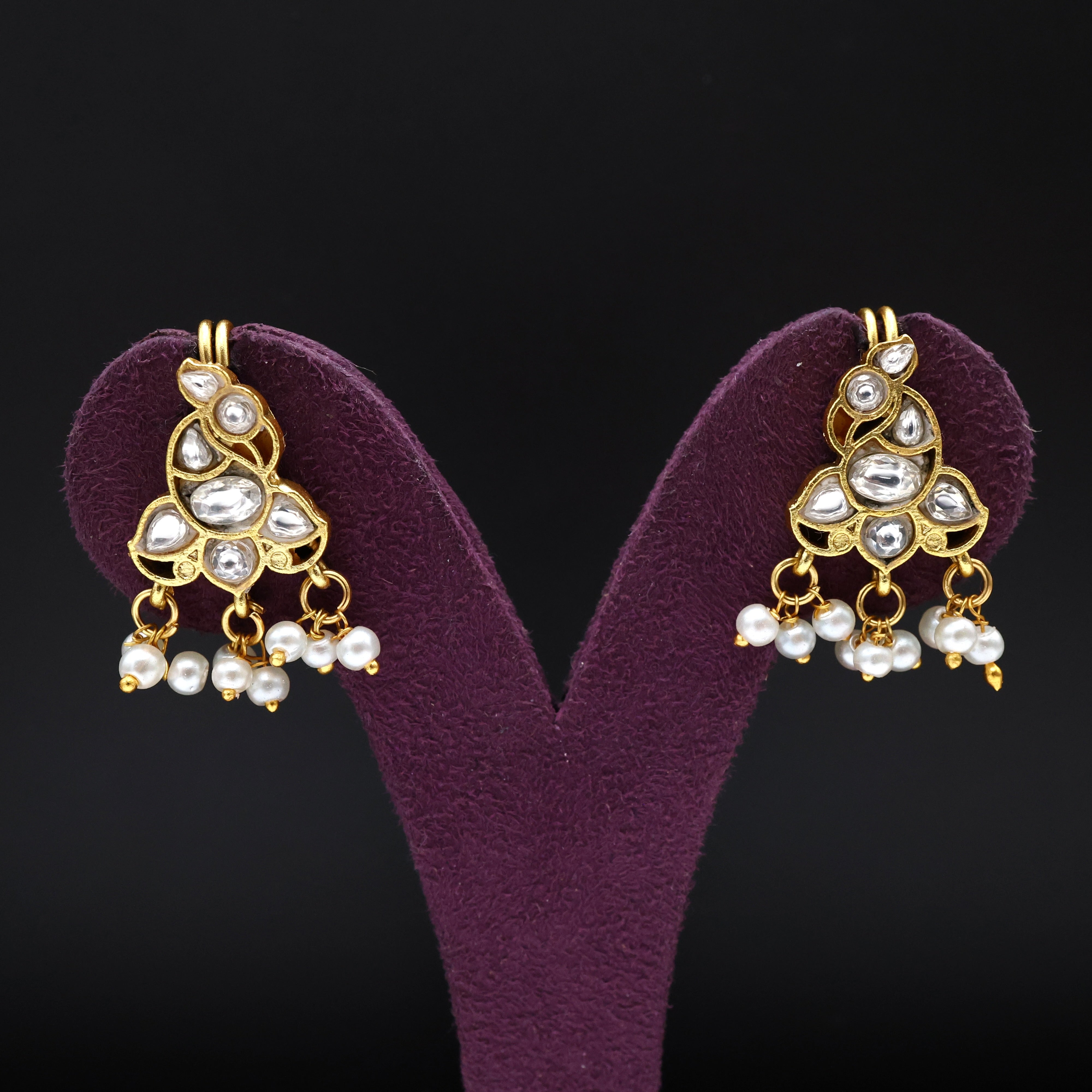 Premium Jadau Kundan Mayuri Bugadi/Koppu Earrings (Can also be used as hair accessory)