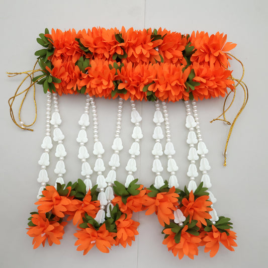 Handmade Artificial Flower Lamp Thoran - Orange With Green