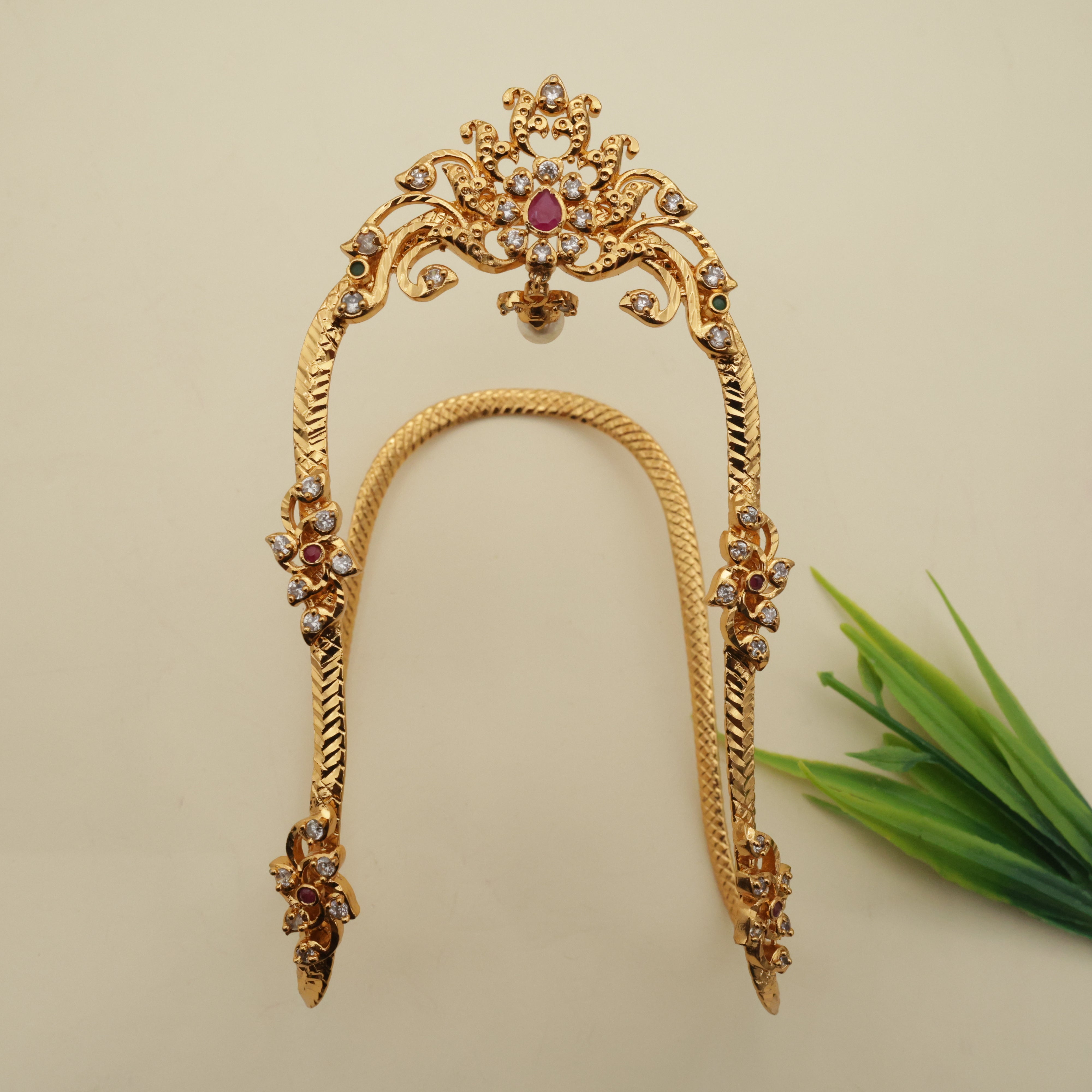 Gold Look Budget Friendly CZ Lotus Single Arm Vanki