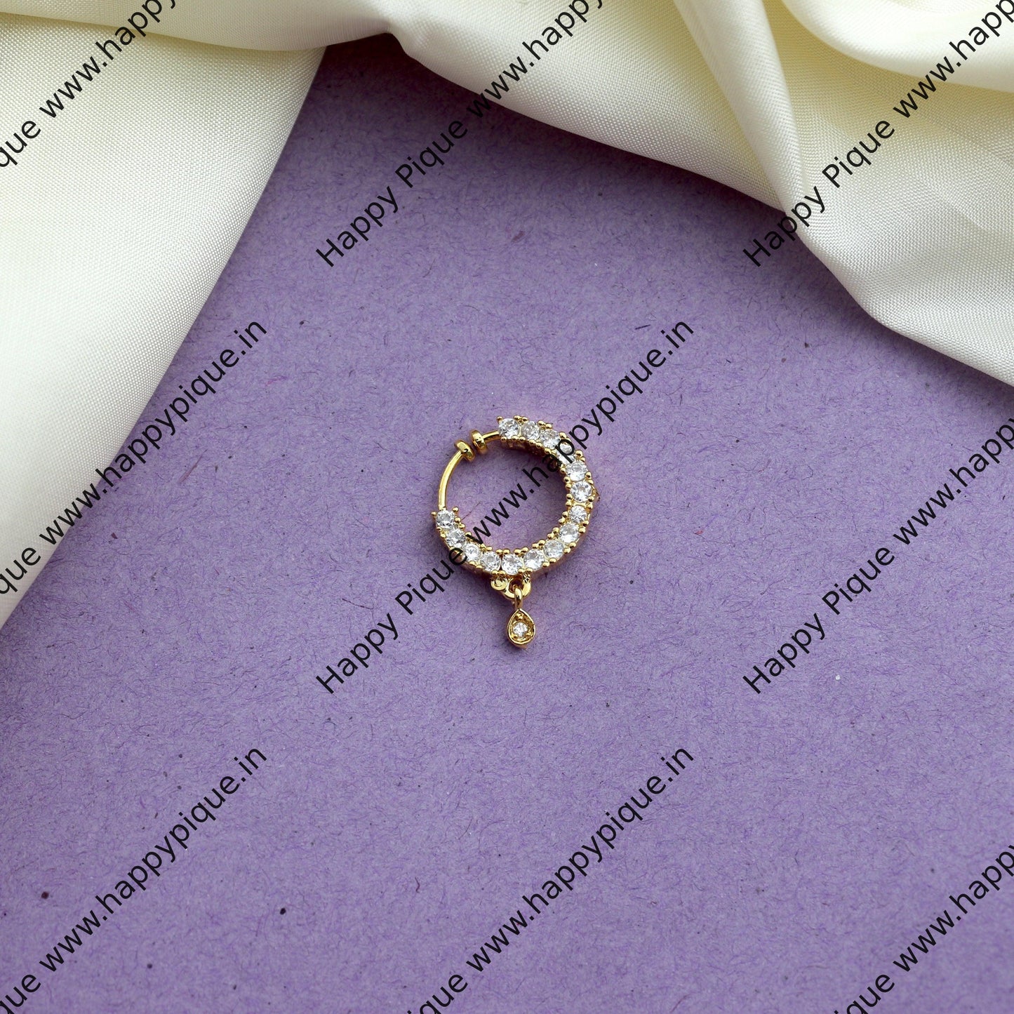 Micro Gold AD Press Type Bridal Nath Nose Pin