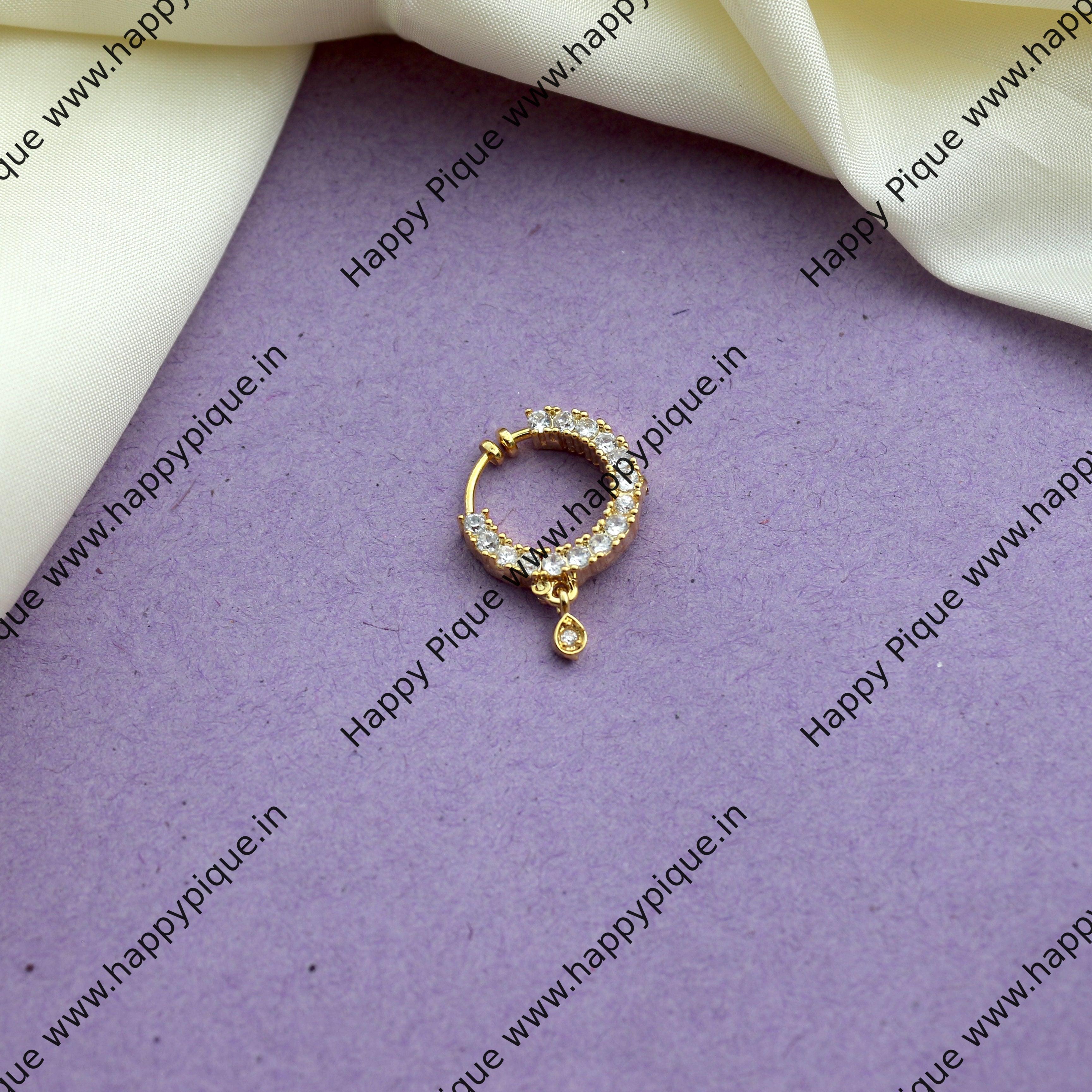 Micro Gold AD Press Type Bridal Nath Nose Pin