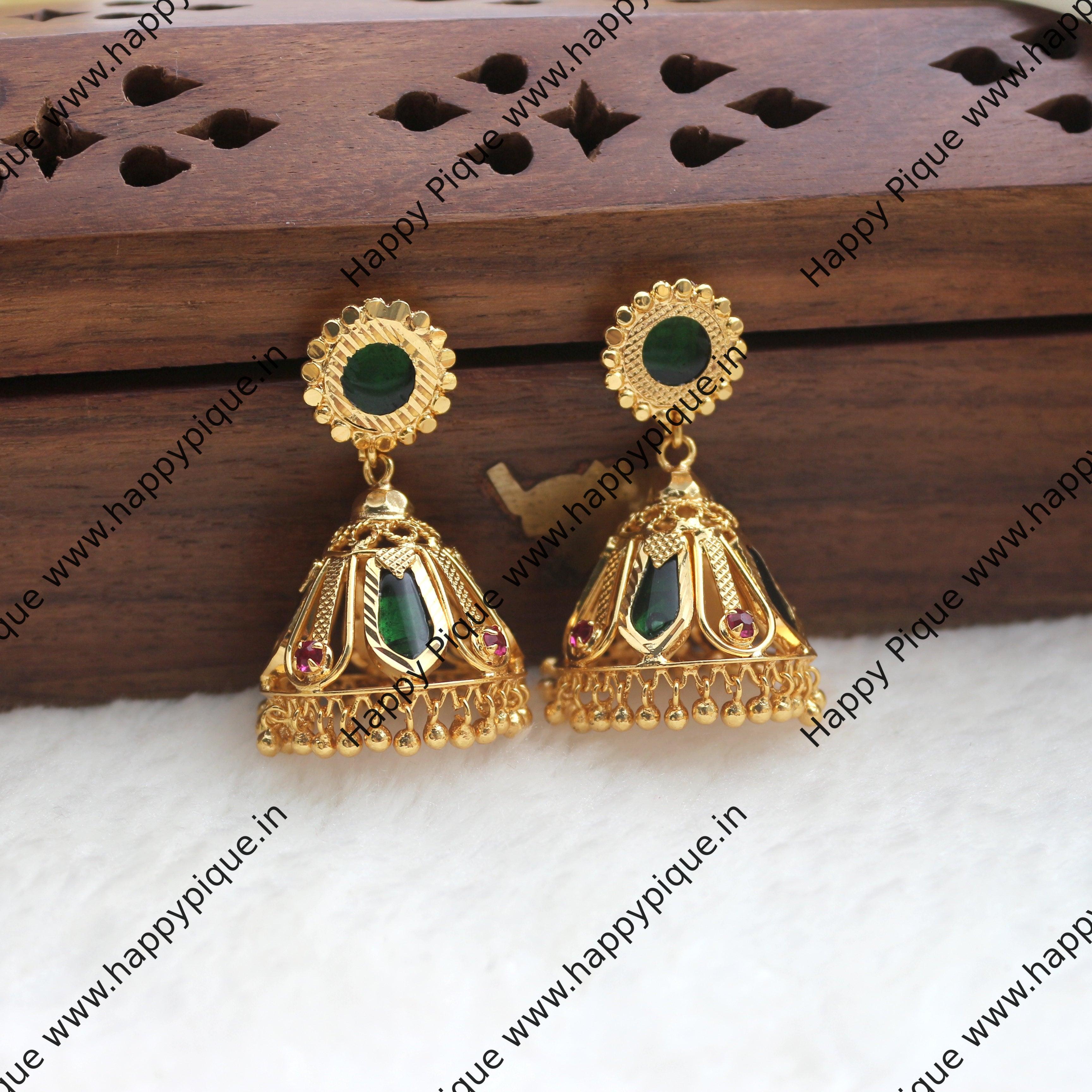 Kerala Style Palakka Earrings - EJK2603R – Kalanjali Collections