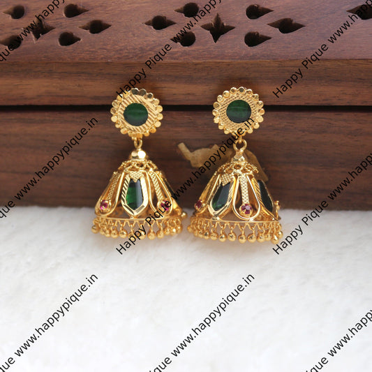 Real Gold Tone Kerala Nagapadam Jhumkas - Medium Size
