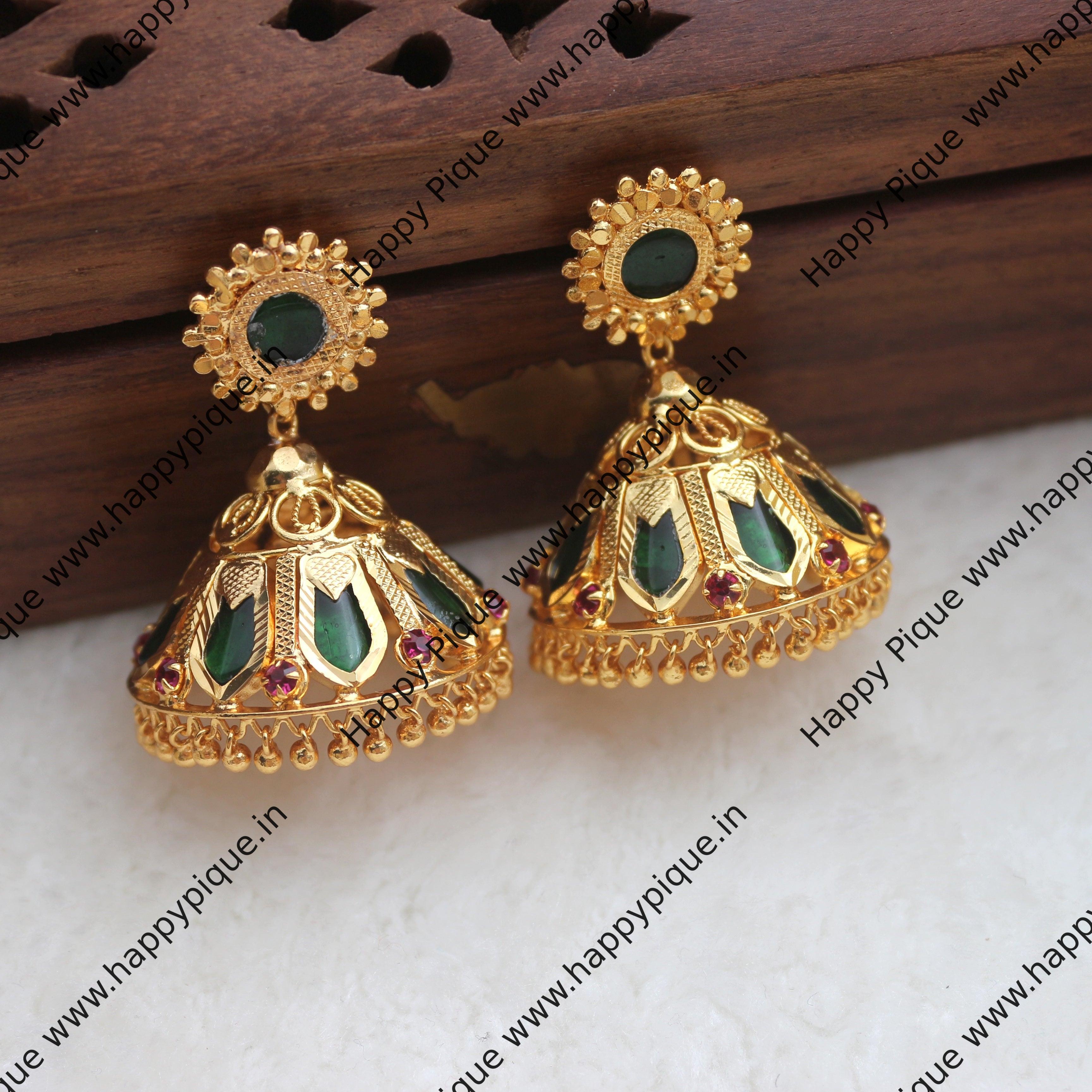 Real Gold Tone Kerala Nagapadam Jhumkas - Big Size