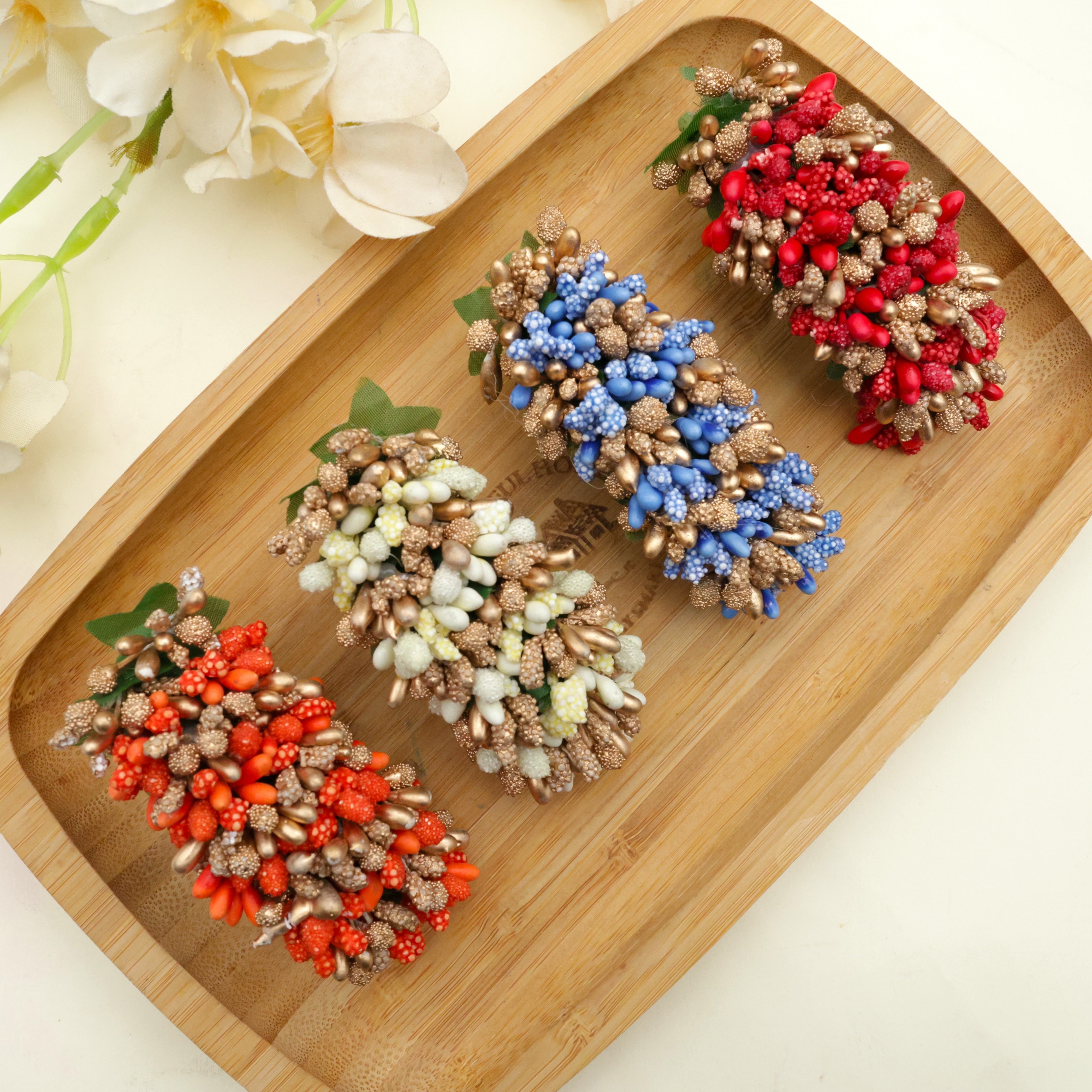 Handmade Golden Colour Pollen Flowers Hair Clip - French Barrette Hair Clip For Women