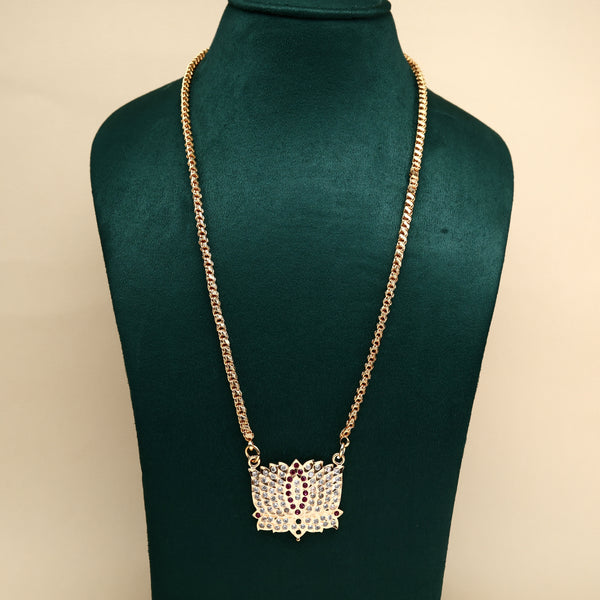 REAL GOLD TONE SHIVAN EYE LOTUS PENDANT CHAIN (MULTI) - 24 INCHES