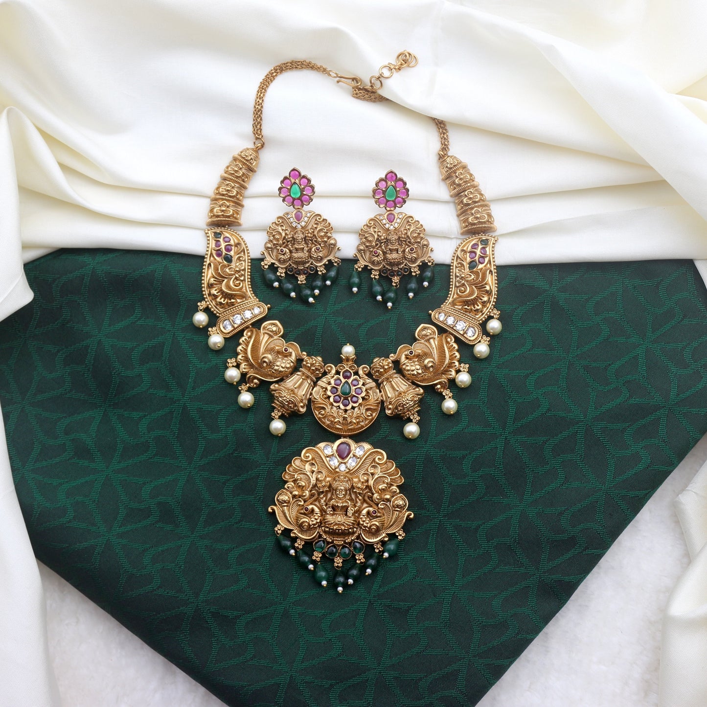 Heavy Nagas Temple Annam Lakshmi Bridal Necklace Set