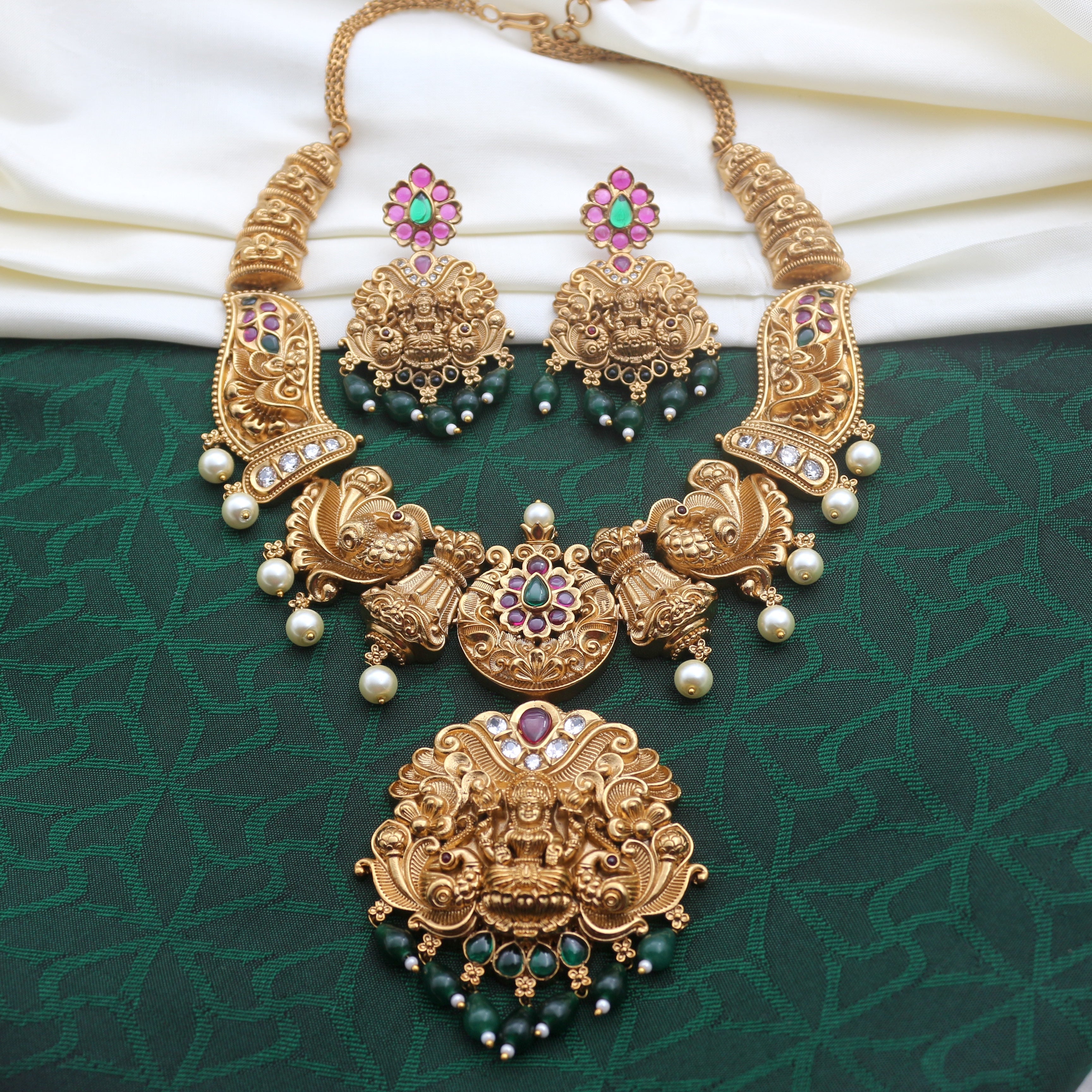 Heavy Nagas Temple Annam Lakshmi Bridal Necklace Set