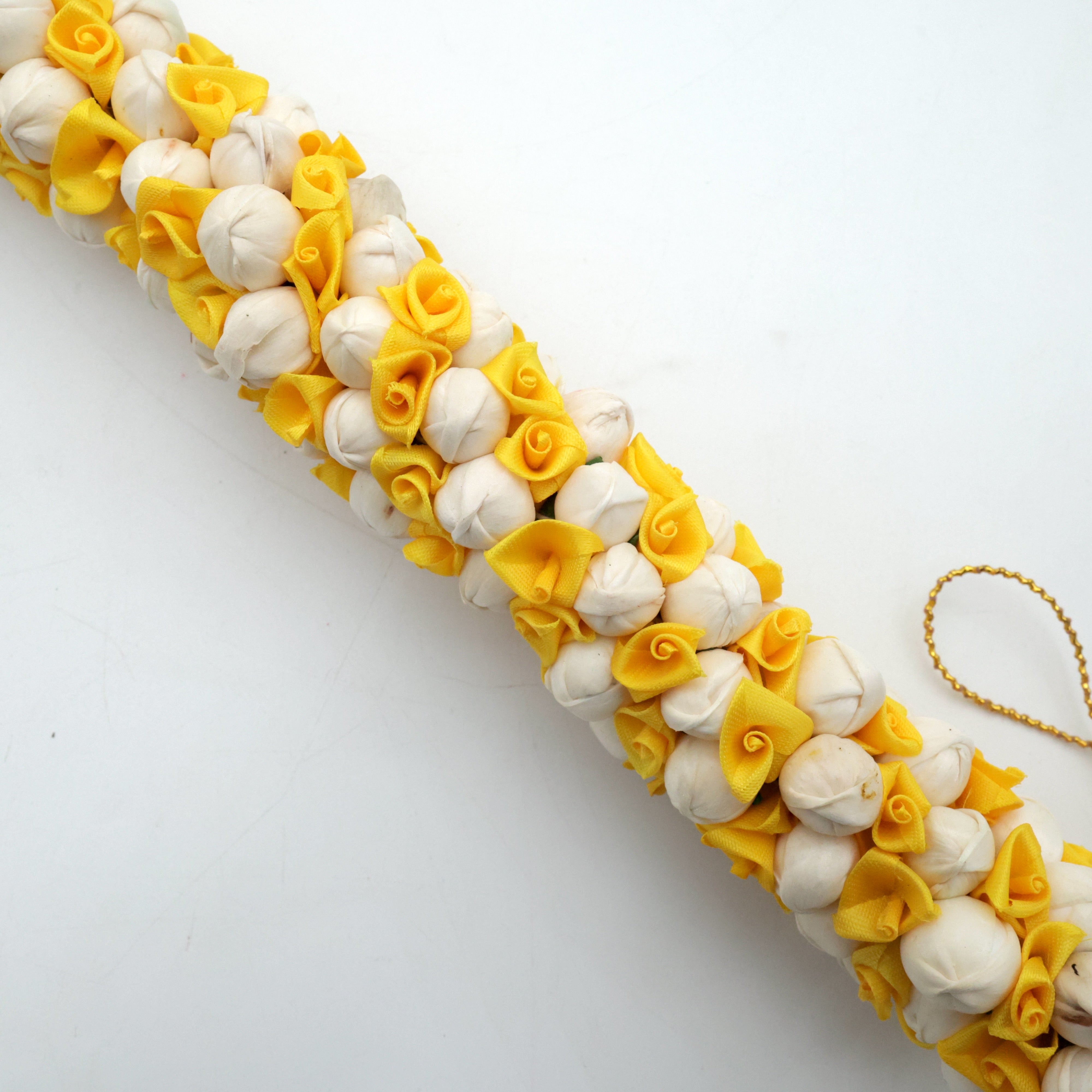 Very Lightweight Jasmine Rose Flower String ( Golden Yellow) - Bridal Hair Bun Artificial Flower Accessory