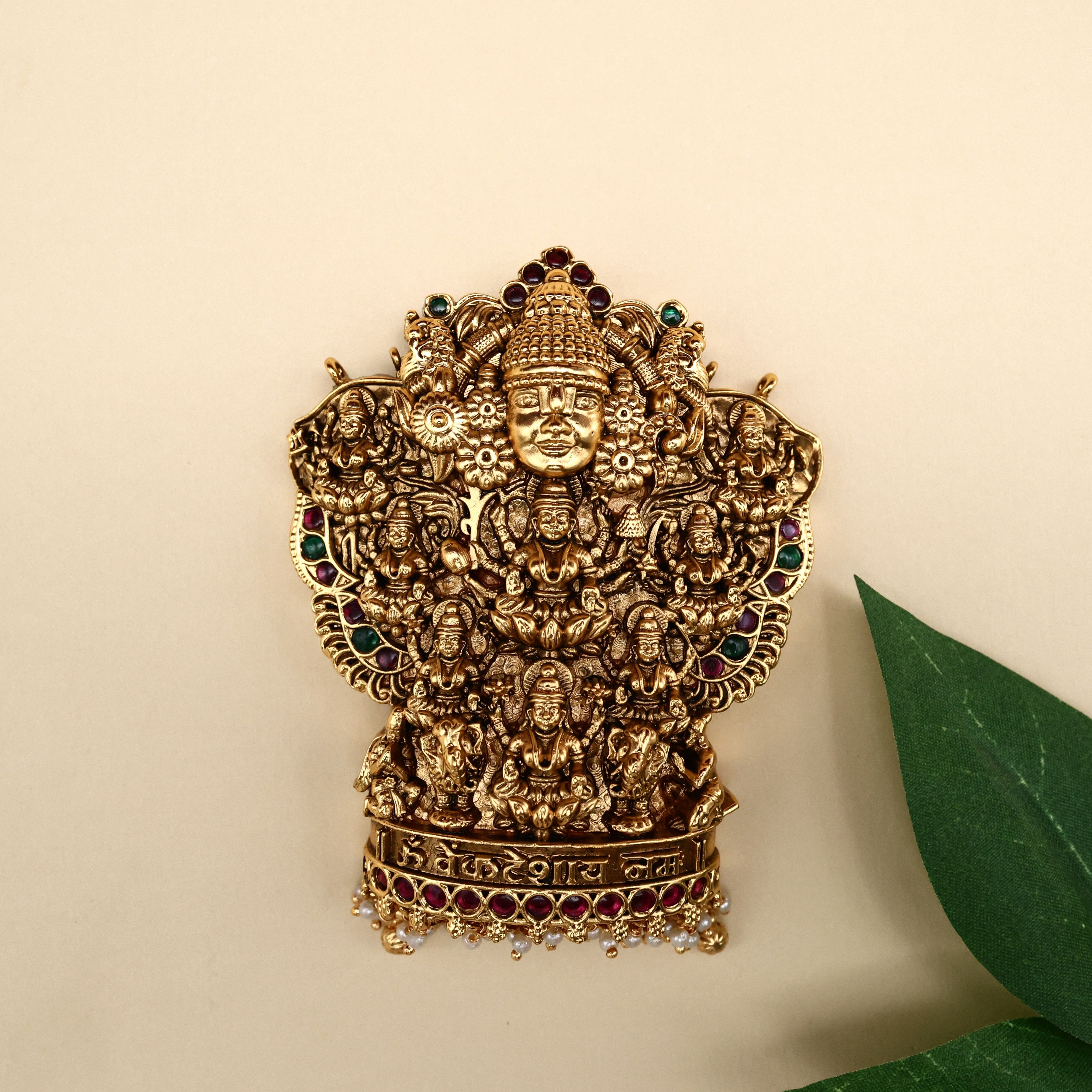 Intricately Carved Premium Antique Divine Venkateshwara Perumal with Ashtalakshmis Detachable Pendant