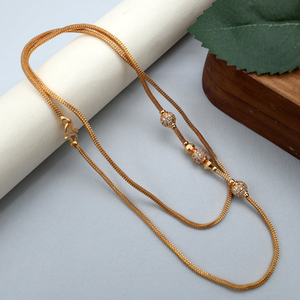 Diamond Look Gold Tone 3 Balls with Gundu Mugappu/Mogappu Chain