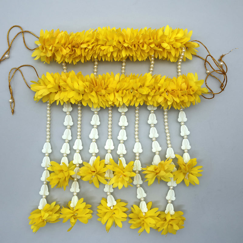 HANDMADE ARTIFICIAL PICHI FLOWER LAMP THORAN (ONE PAIR) - LEMON YELLOW