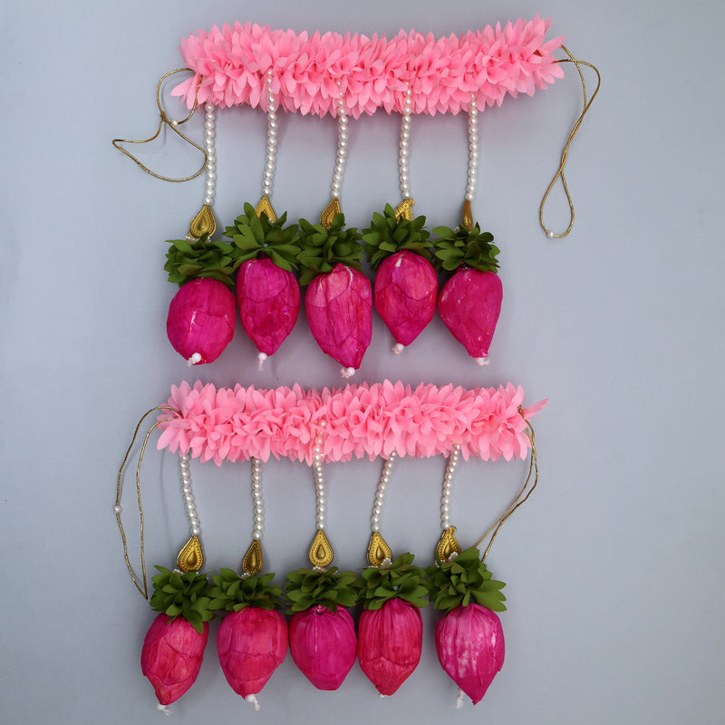 HANDMADE ARTIFICIAL PICHI FLOWER LAMP THORAN WITH LOTUS HANGINGS - PINK