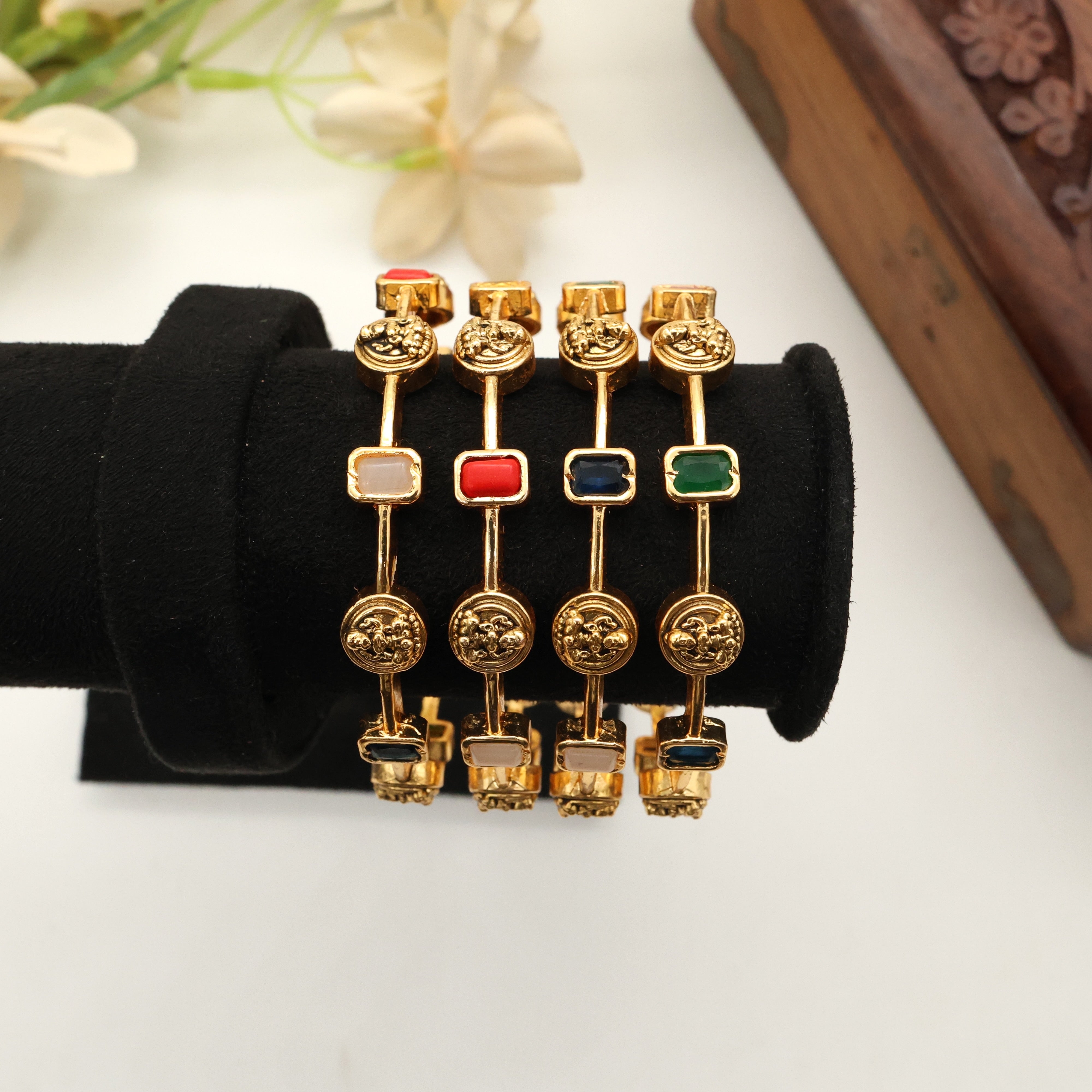 Antique Lakshmi Set of 4 Navarathna Bangles