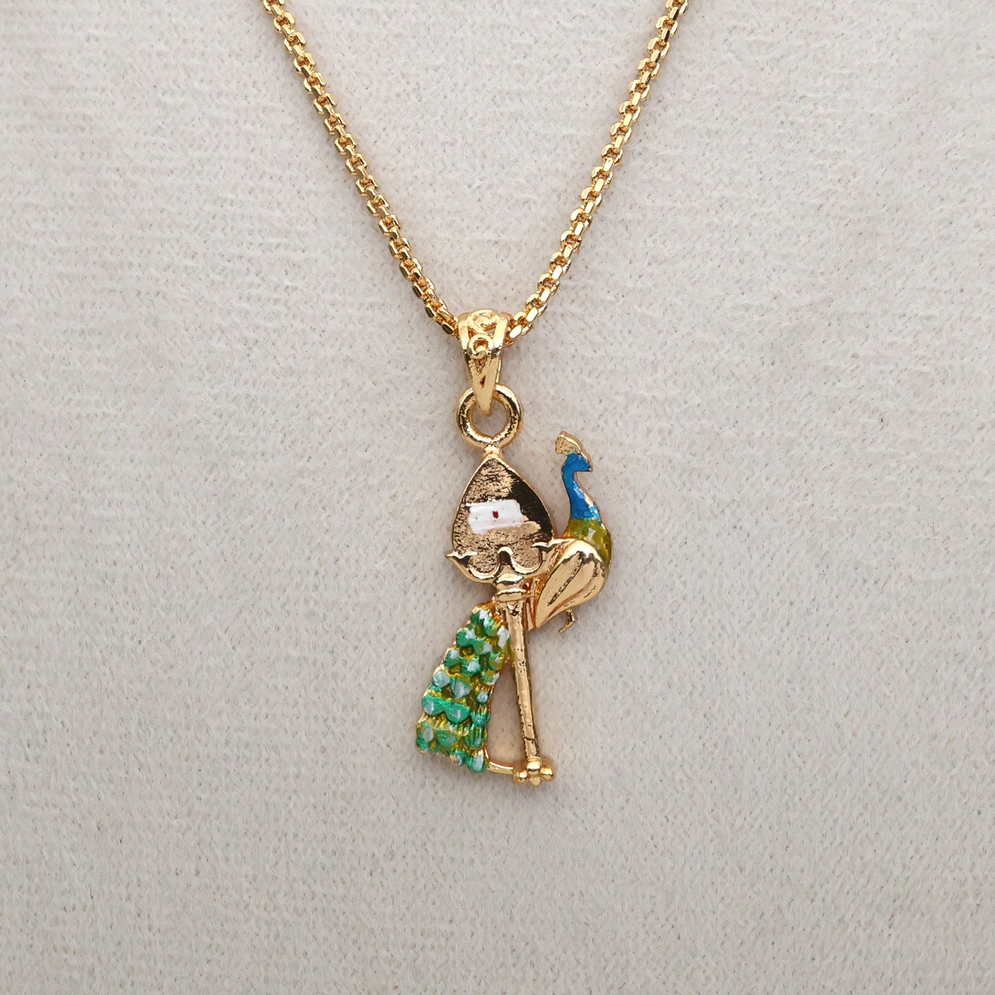 Real Gold Look Mayilum Velum Pendant Short Chain