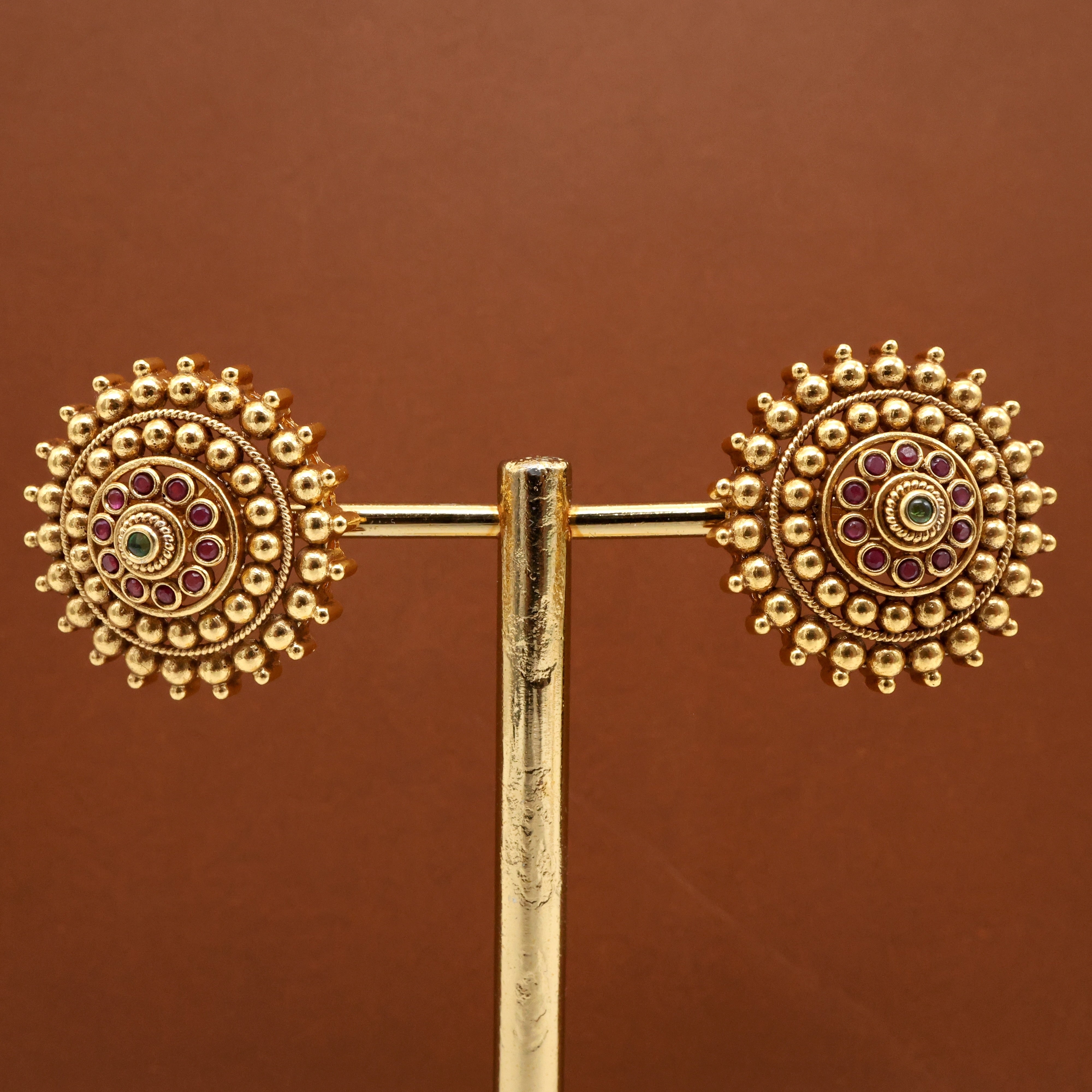 Gold Look Alike Intricate Gold Balls Thushi Studs Earrings