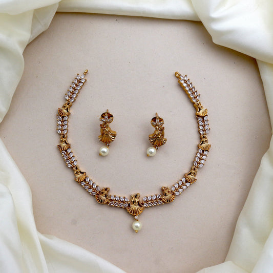 Diamond Look Dancing Lady AD Necklace Set