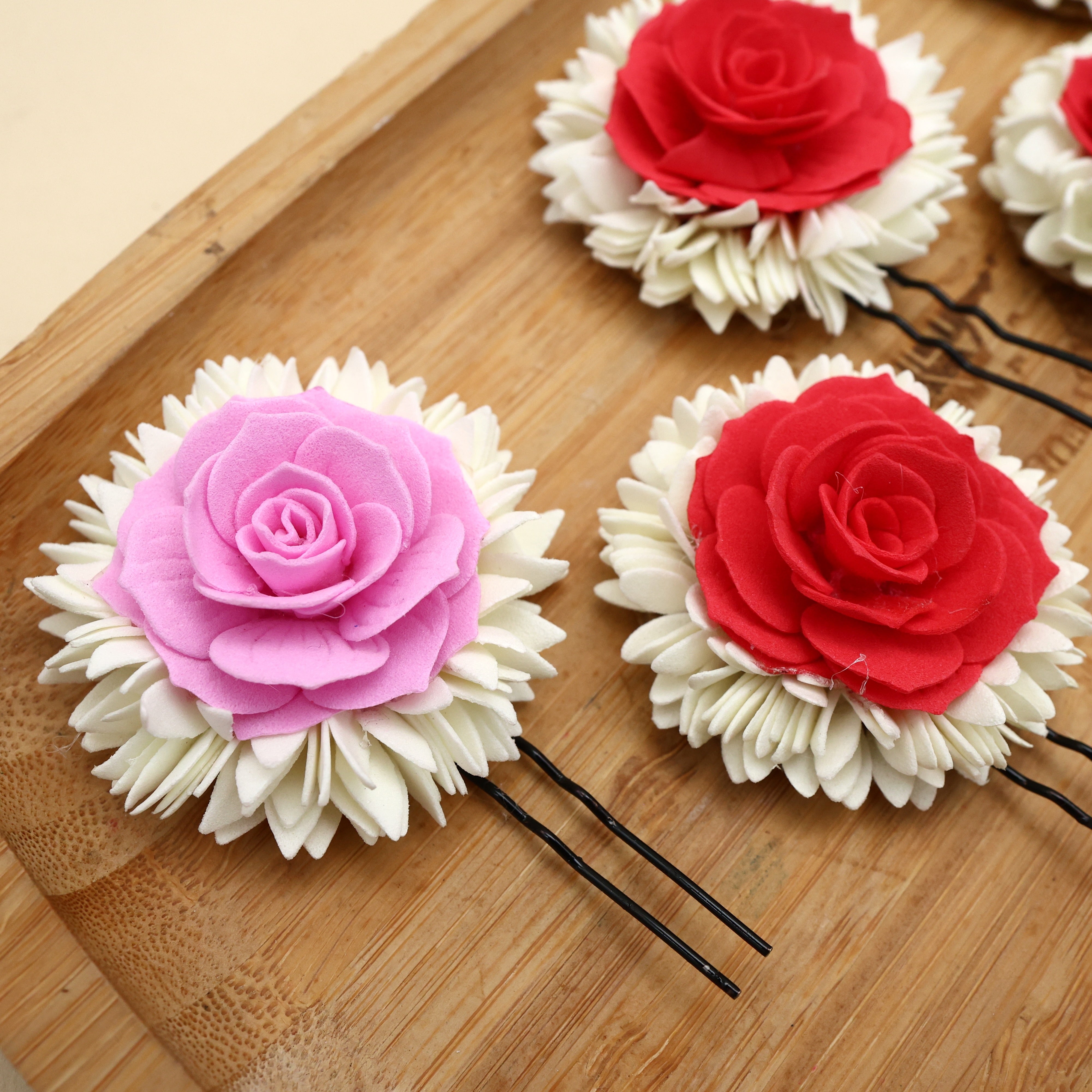 Handmade Waterproof Foam Mullai Rose U Pin