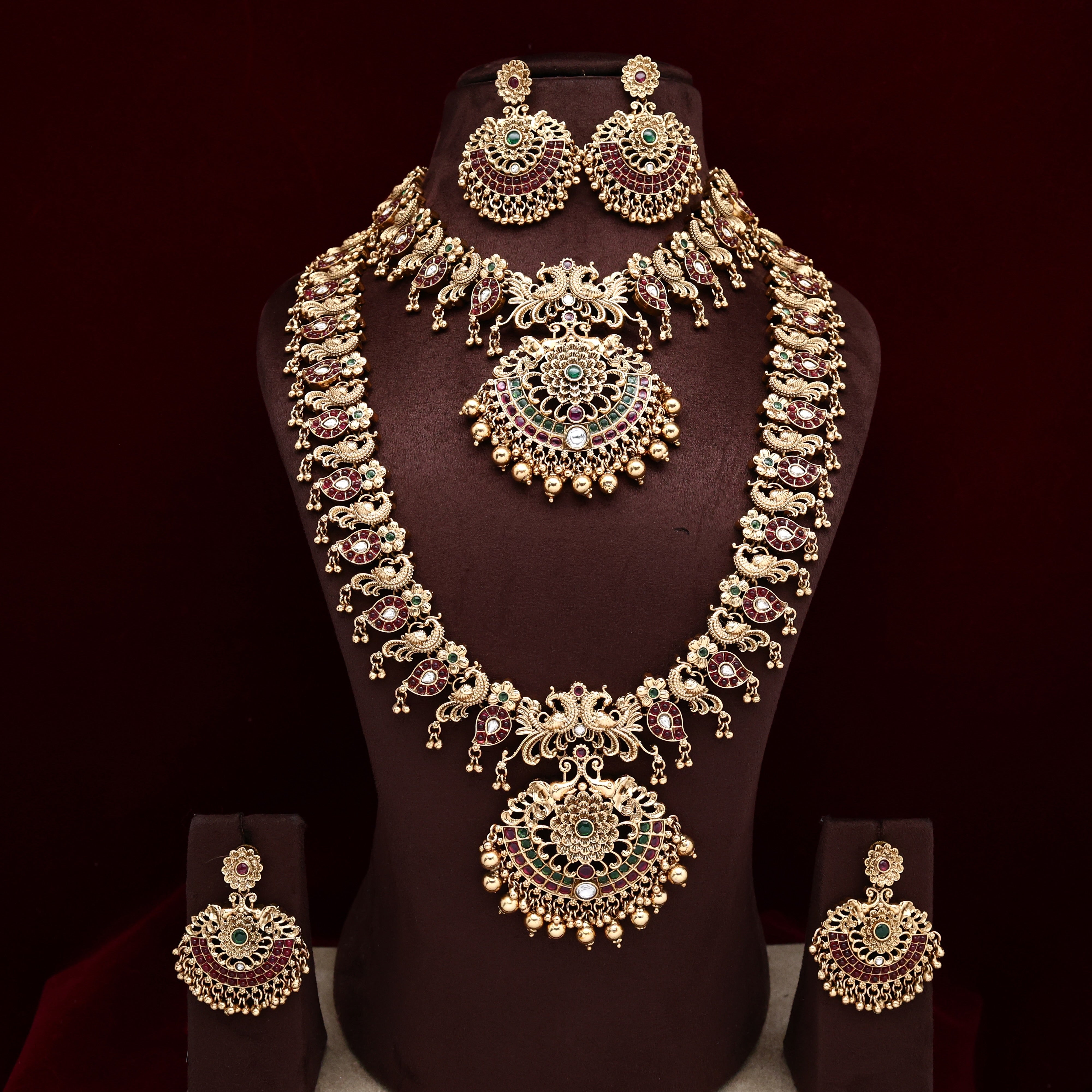 Antique Kemp Kundan Rettapakshi Bridal Set
