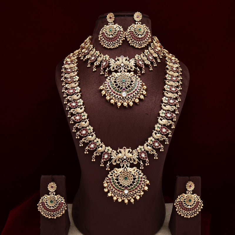 Antique Kemp Kundan Rettapakshi Bridal Set