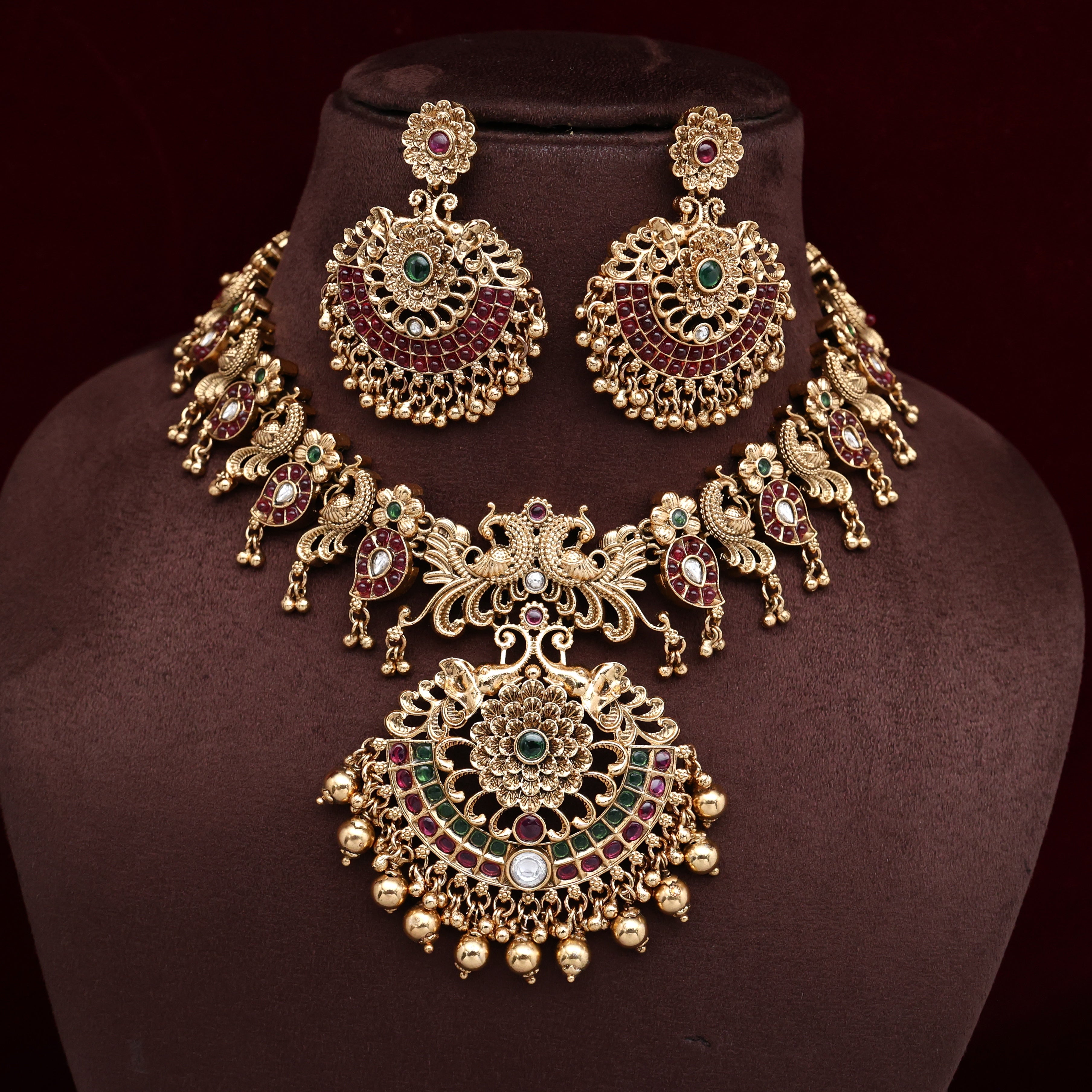 Antique Kemp Kundan Rettapakshi Bridal Set