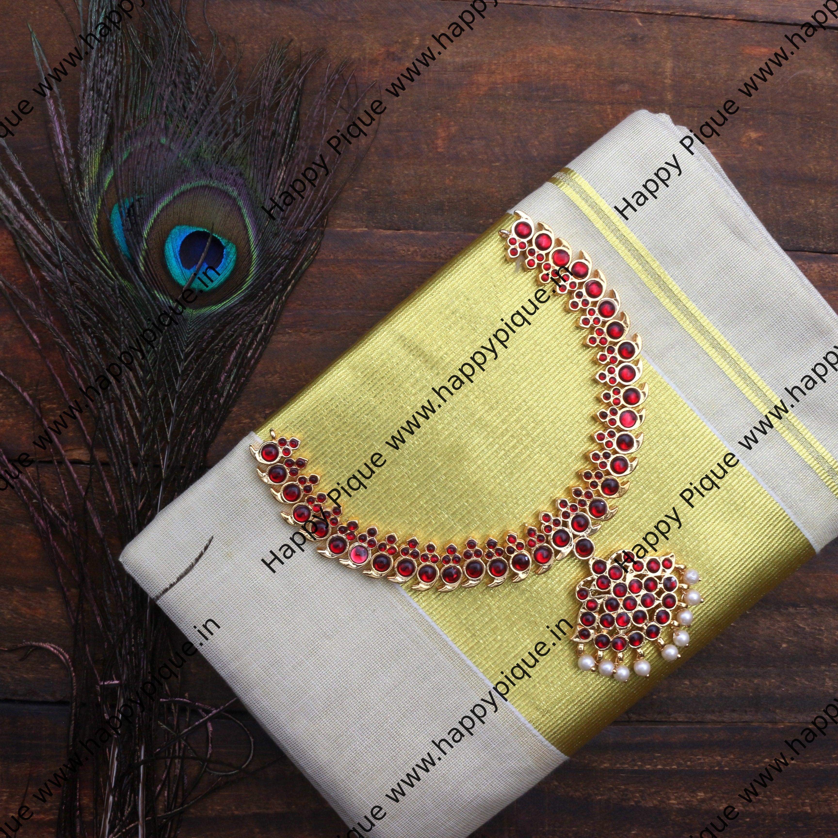 Traditional Mayuri Kemp Necklace - Red