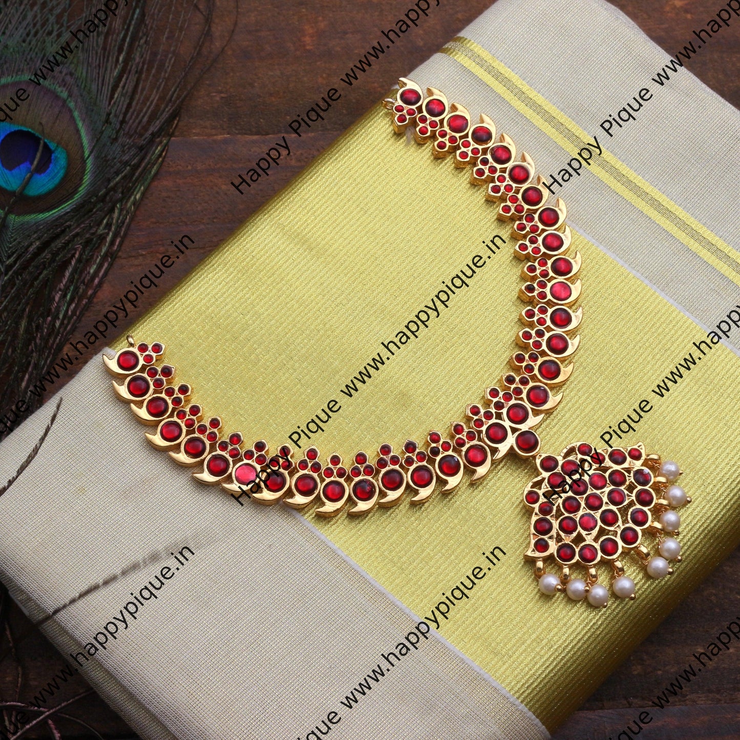Traditional Mayuri Kemp Necklace - Red