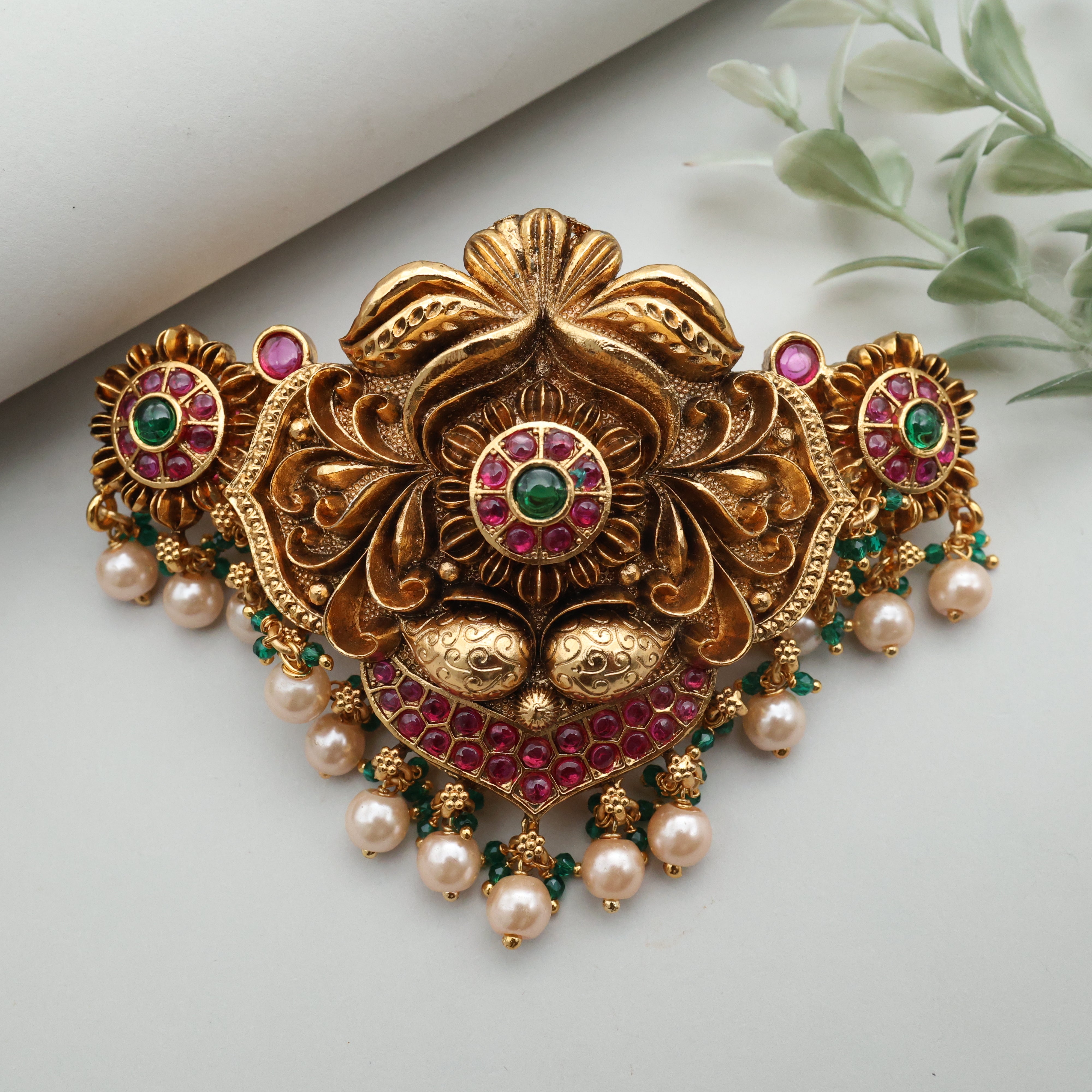 Antique Gold Nagas Kemp Floral Bridal Hair Clip - French Barrette Hair Clip For Women