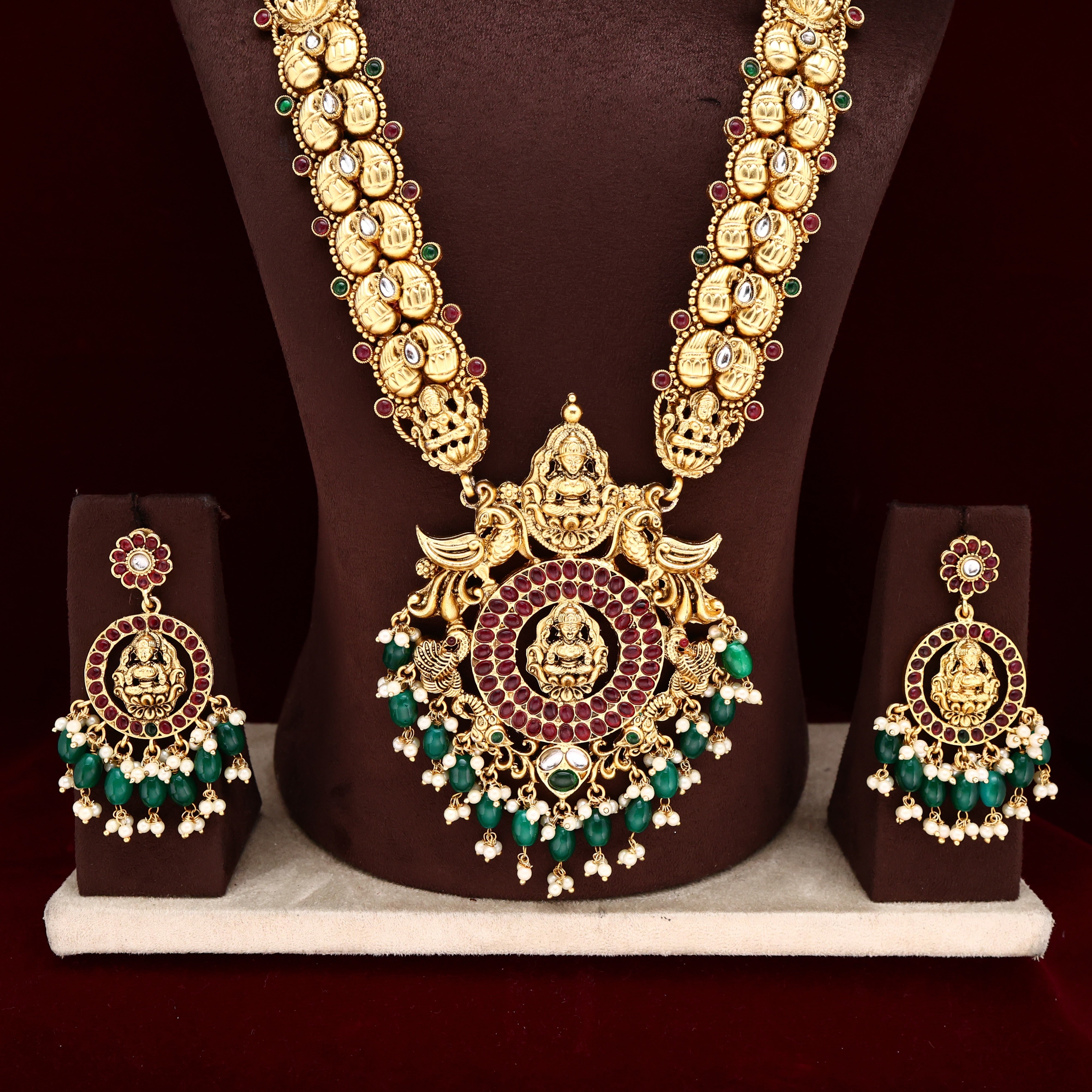 GOLD LOOK ALIKE TRADITIONAL PAISLEY LAKSHMI BRIDAL HAARAM