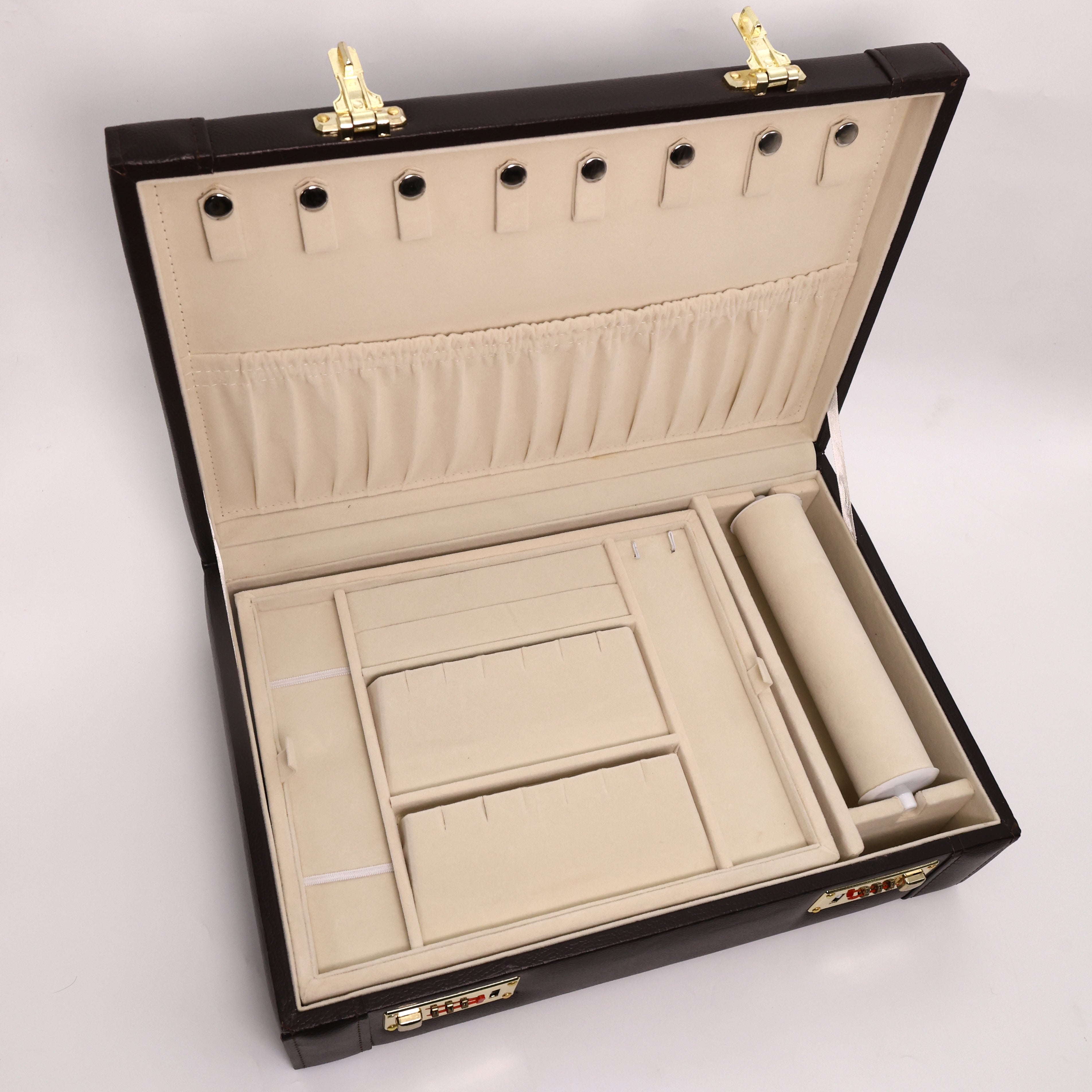 Royal Brown 4+1 Wooden Jewellery Organiser with Double Number Lock System