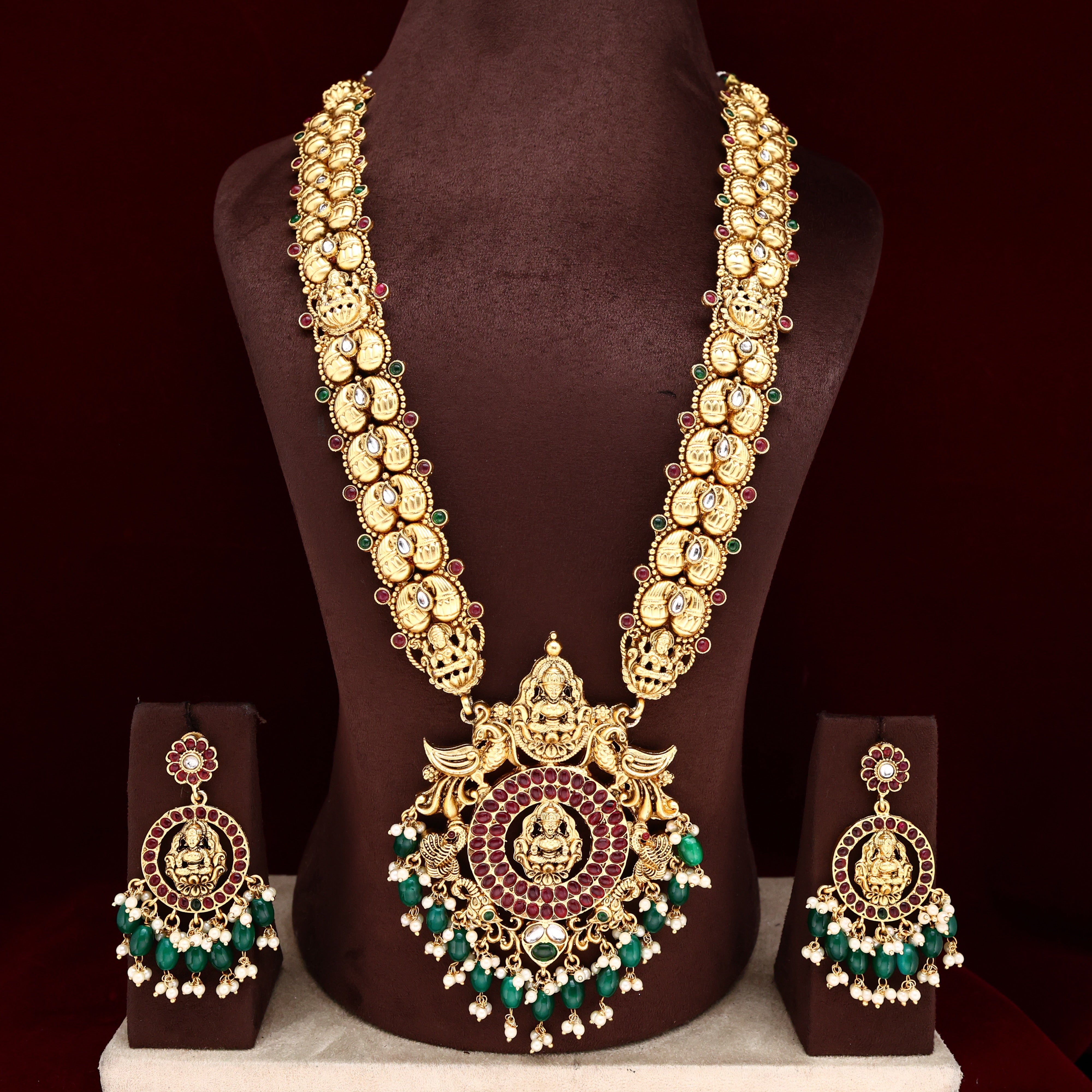 GOLD LOOK ALIKE TRADITIONAL PAISLEY LAKSHMI BRIDAL HAARAM