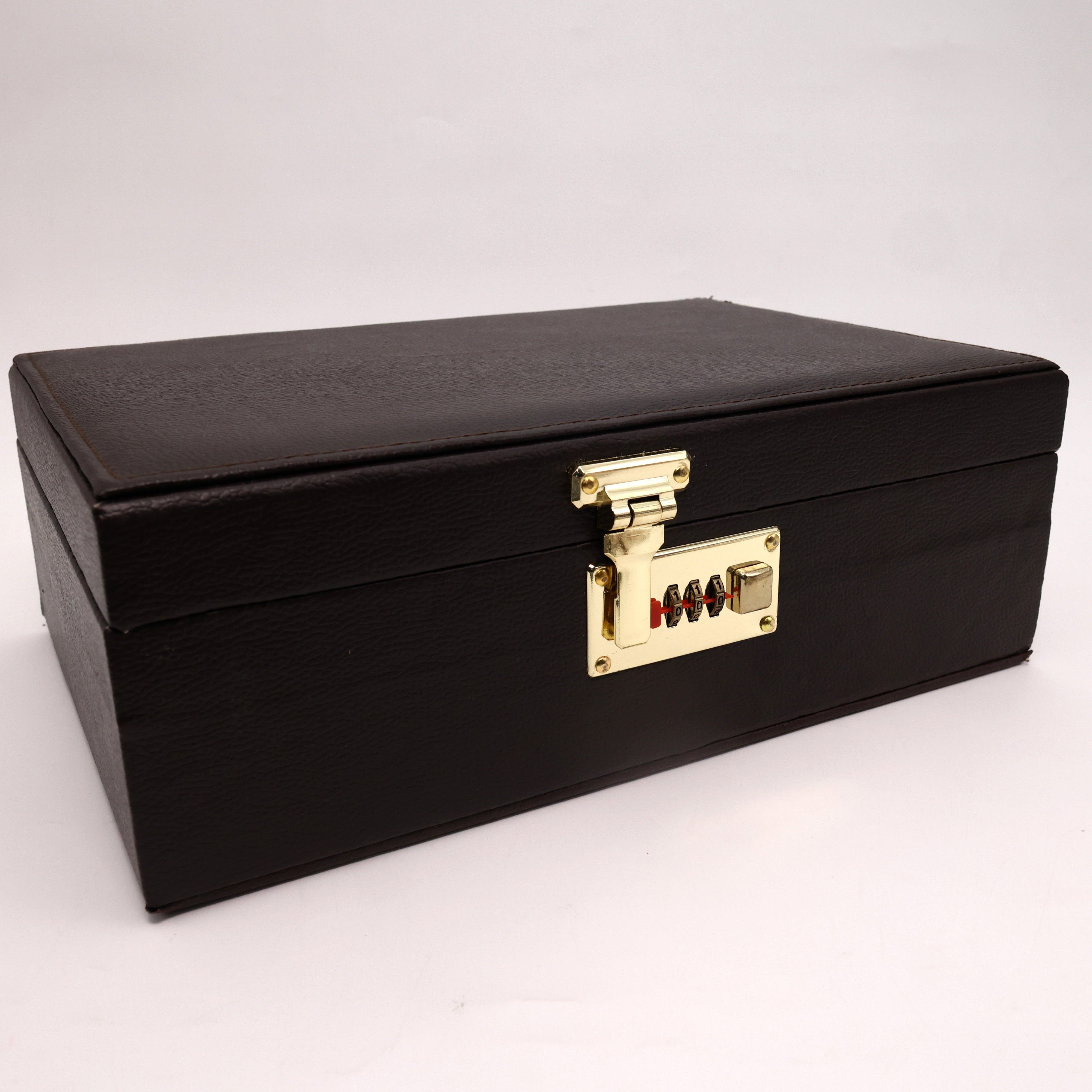 Royal Brown Premium Necklace Organiser with Mirror & Number Lock