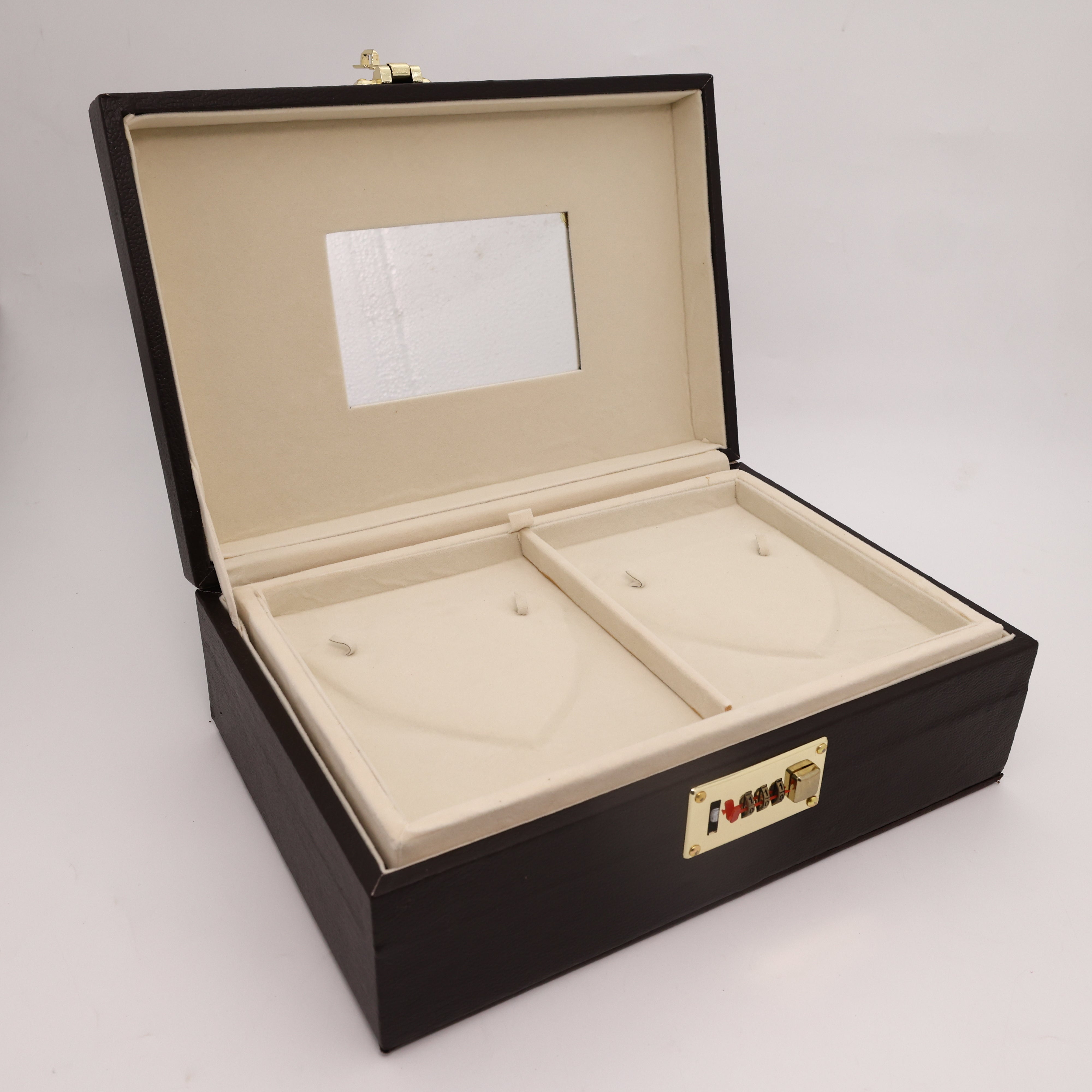 Royal Brown Premium Necklace Organiser with Mirror & Number Lock