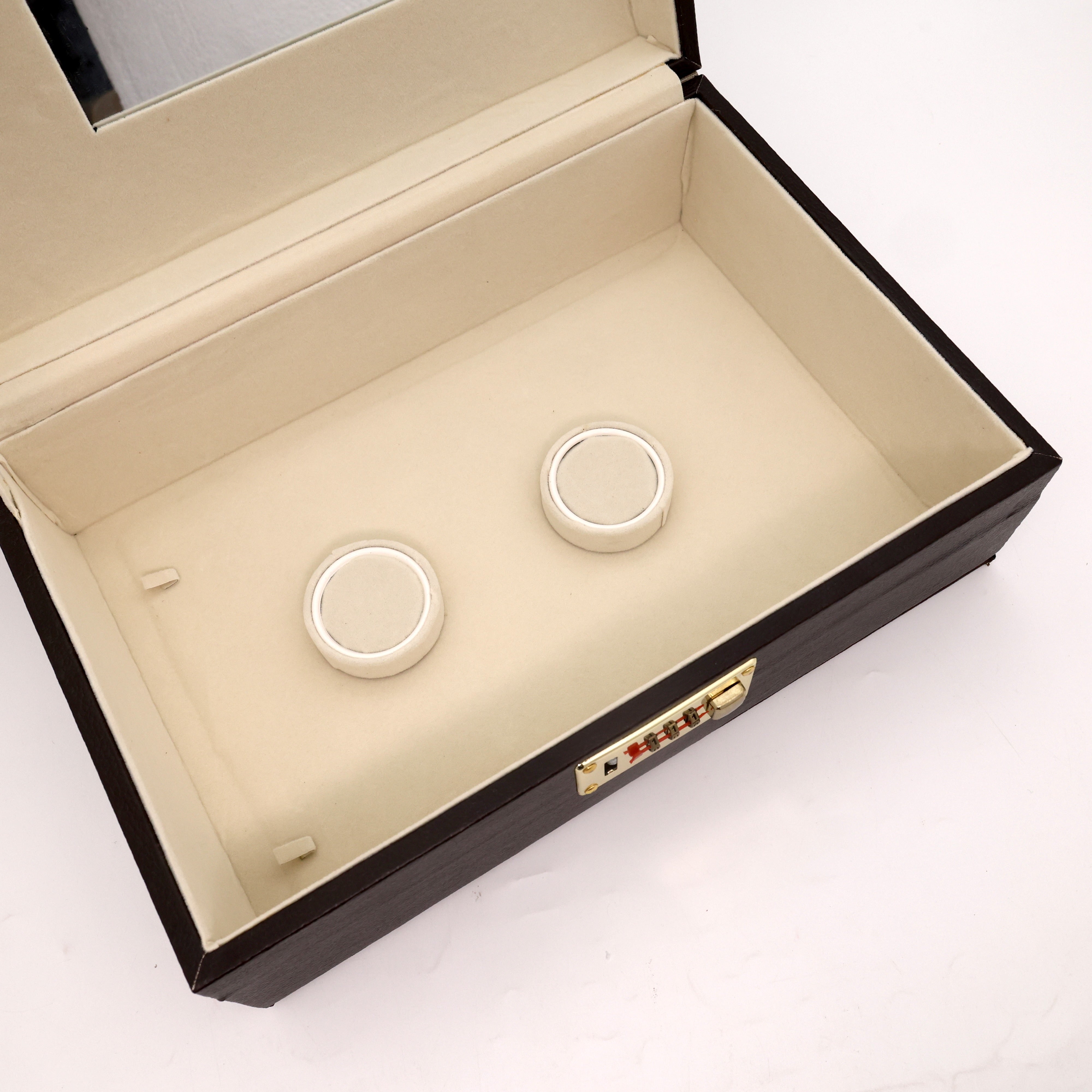 Royal Brown Premium Necklace Organiser with Mirror & Number Lock
