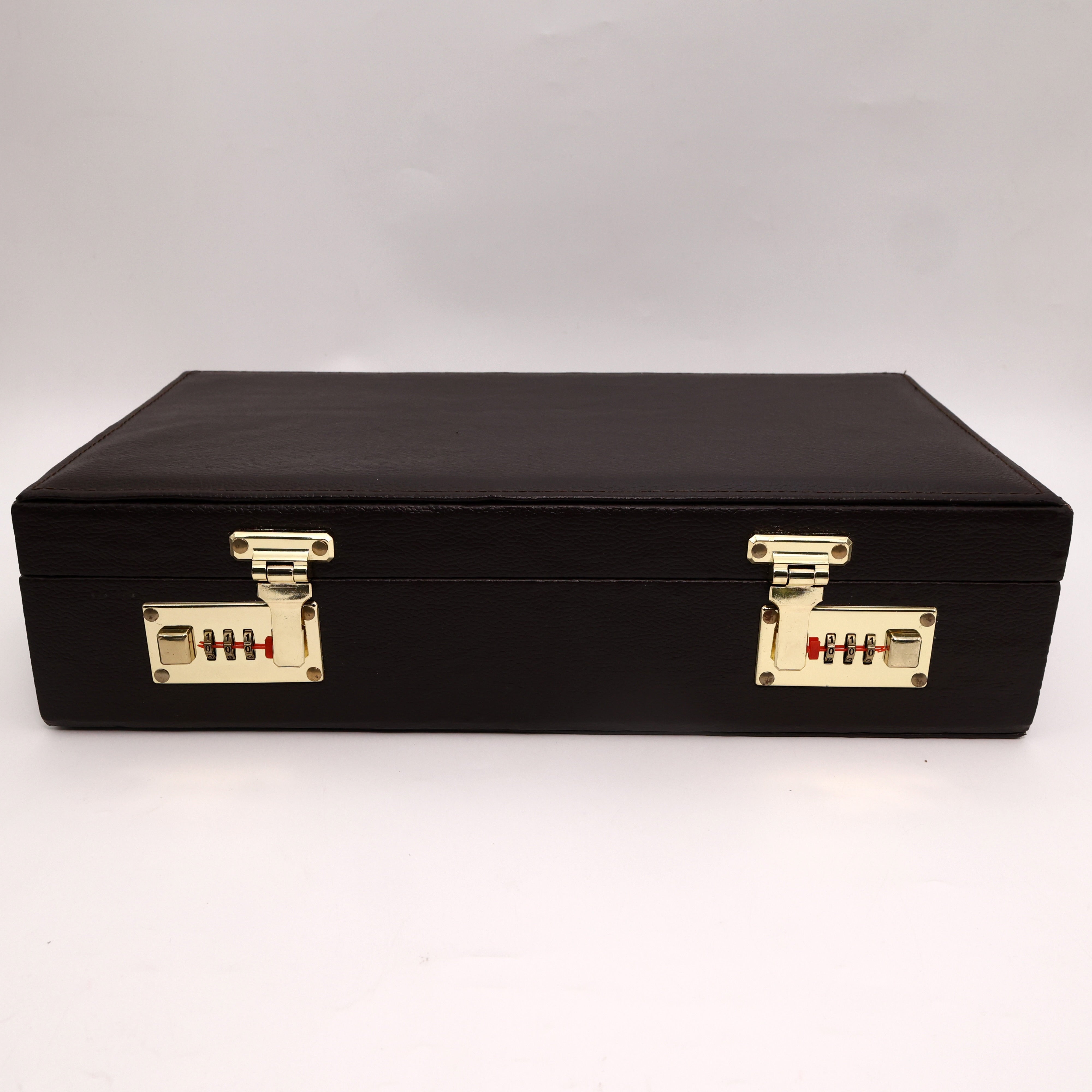 Royal Brown Long Haaram Organiser with Mirror & Double Number Lock