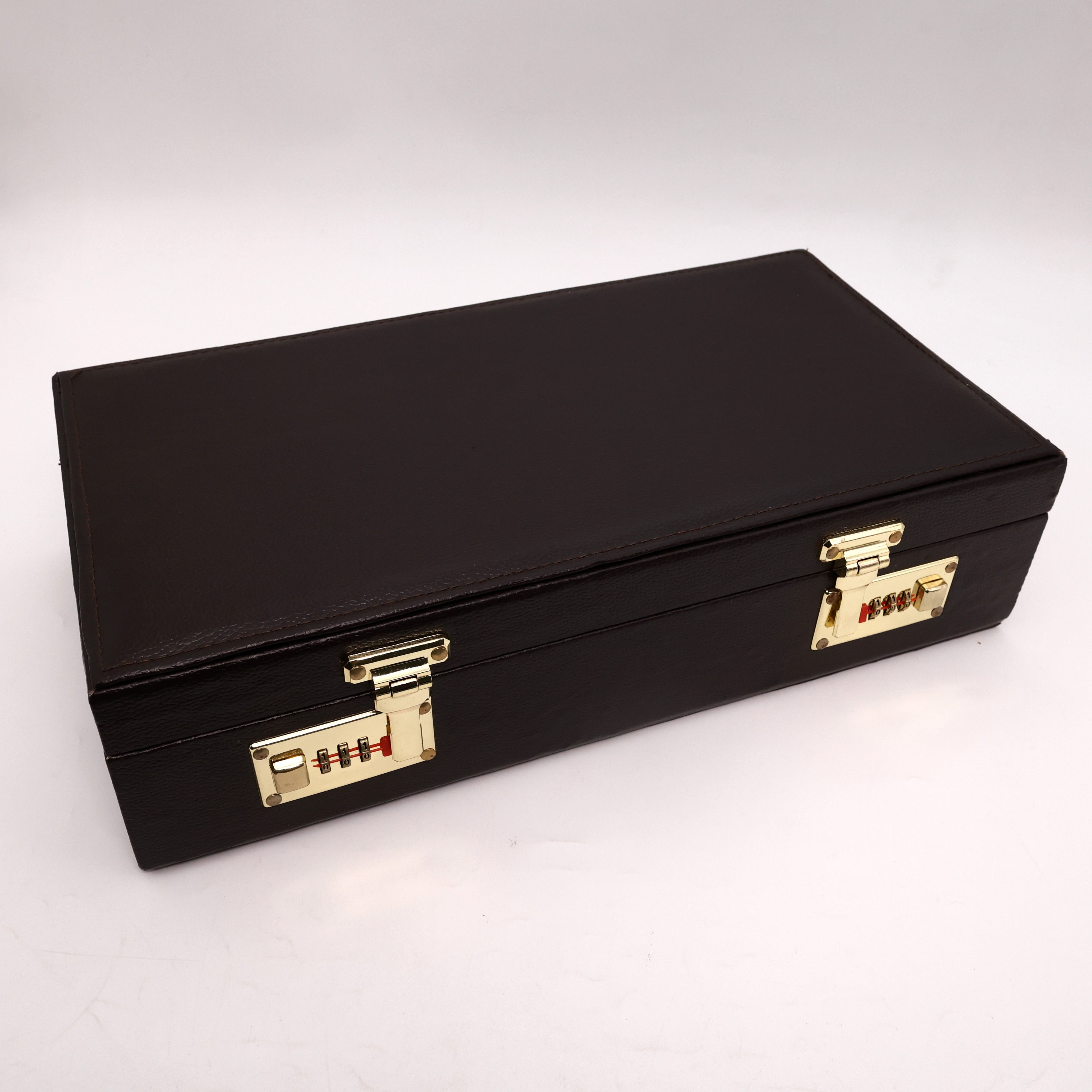 Royal Brown Long Haaram Organiser with Mirror & Double Number Lock