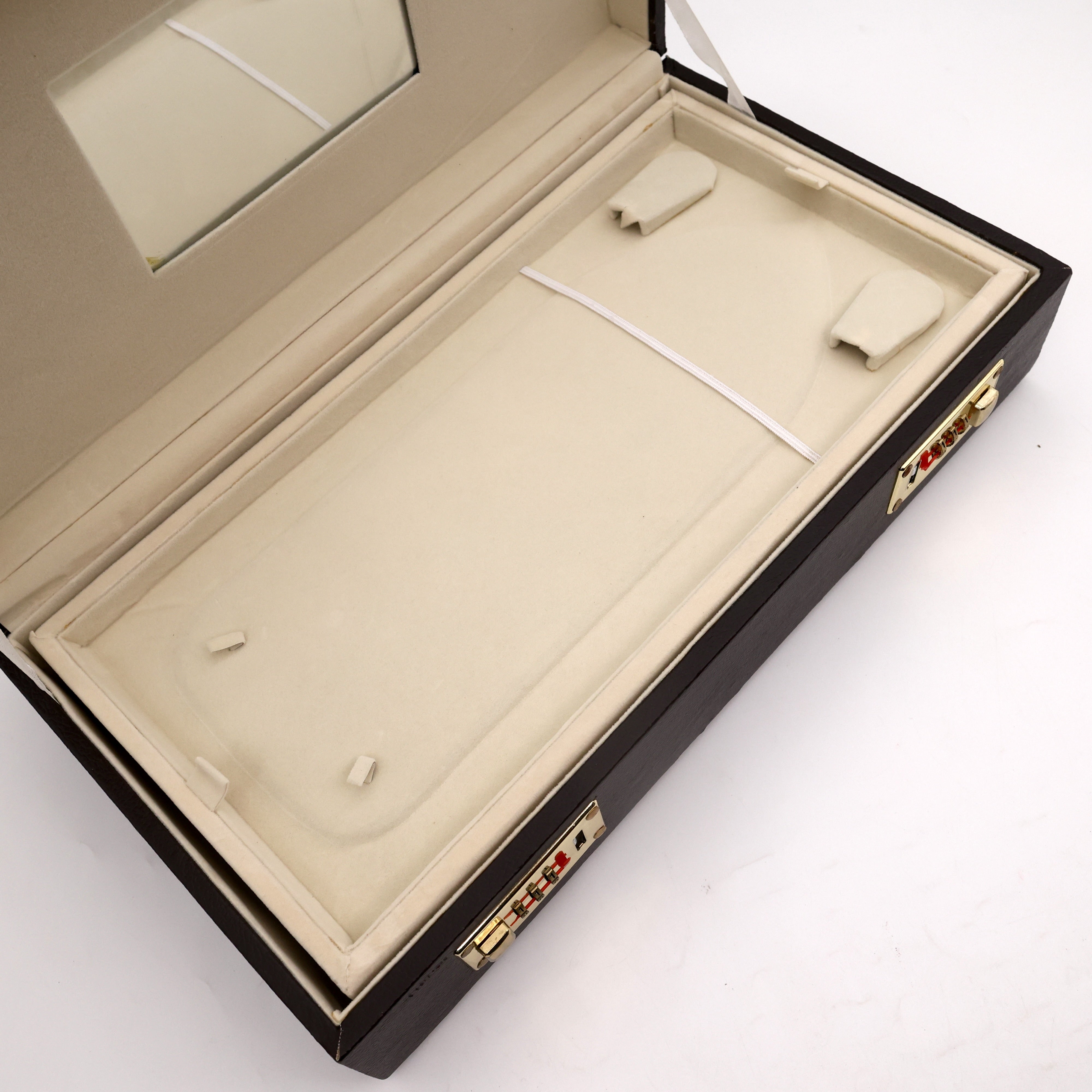 Royal Brown Long Haaram Organiser with Mirror & Double Number Lock