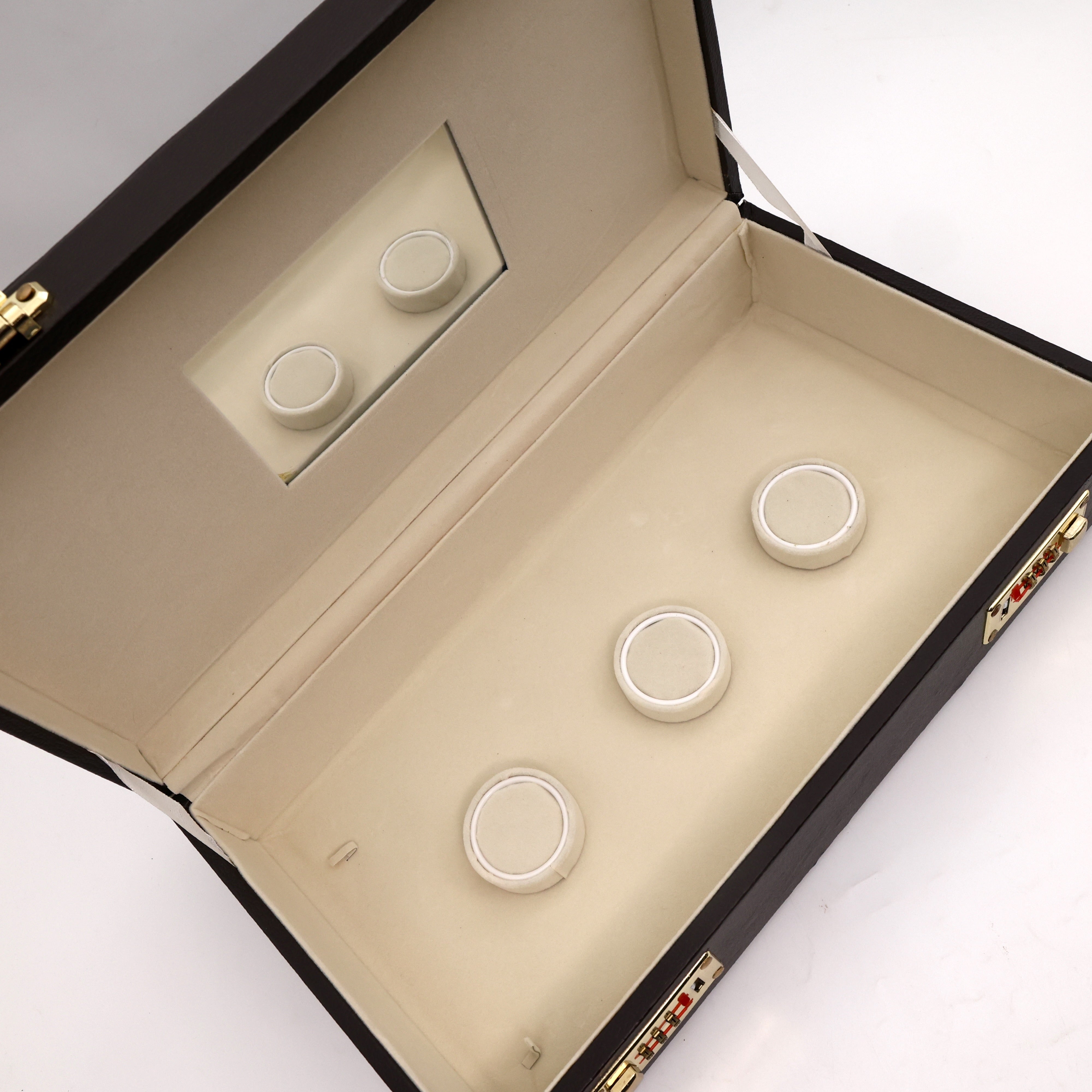 Royal Brown Long Haaram Organiser with Mirror & Double Number Lock