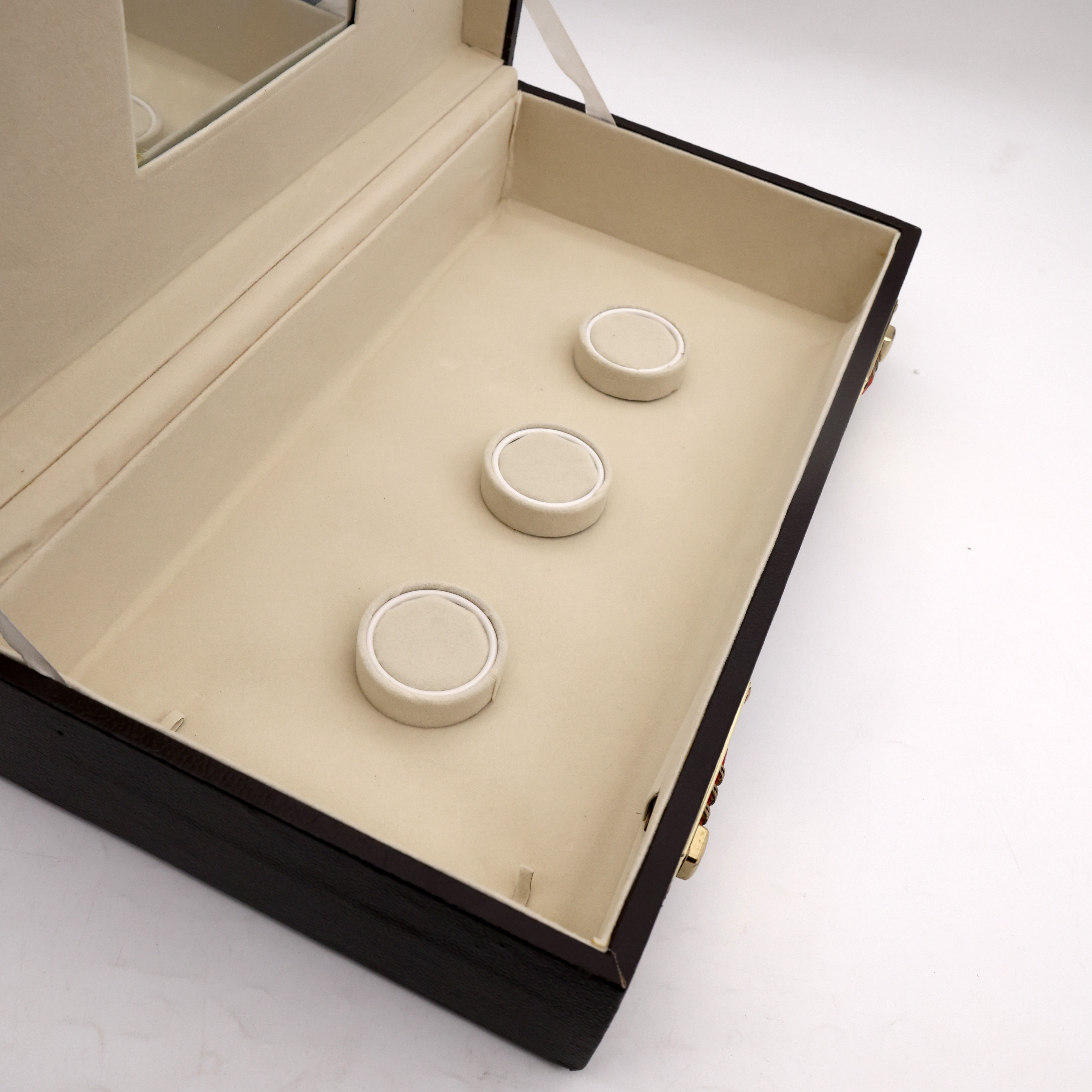 Royal Brown Long Haaram Organiser with Mirror & Double Number Lock