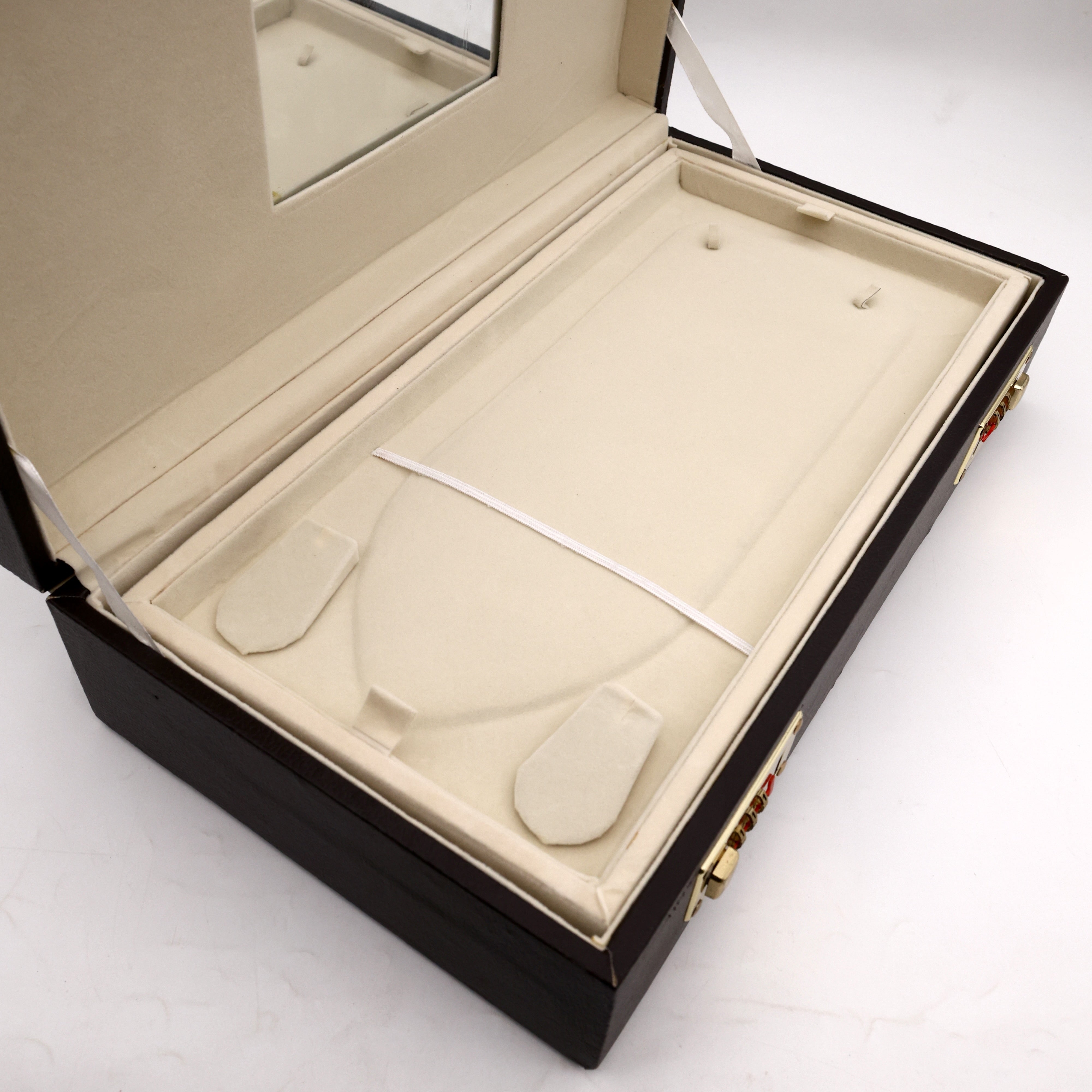 Royal Brown Long Haaram Organiser with Mirror & Double Number Lock