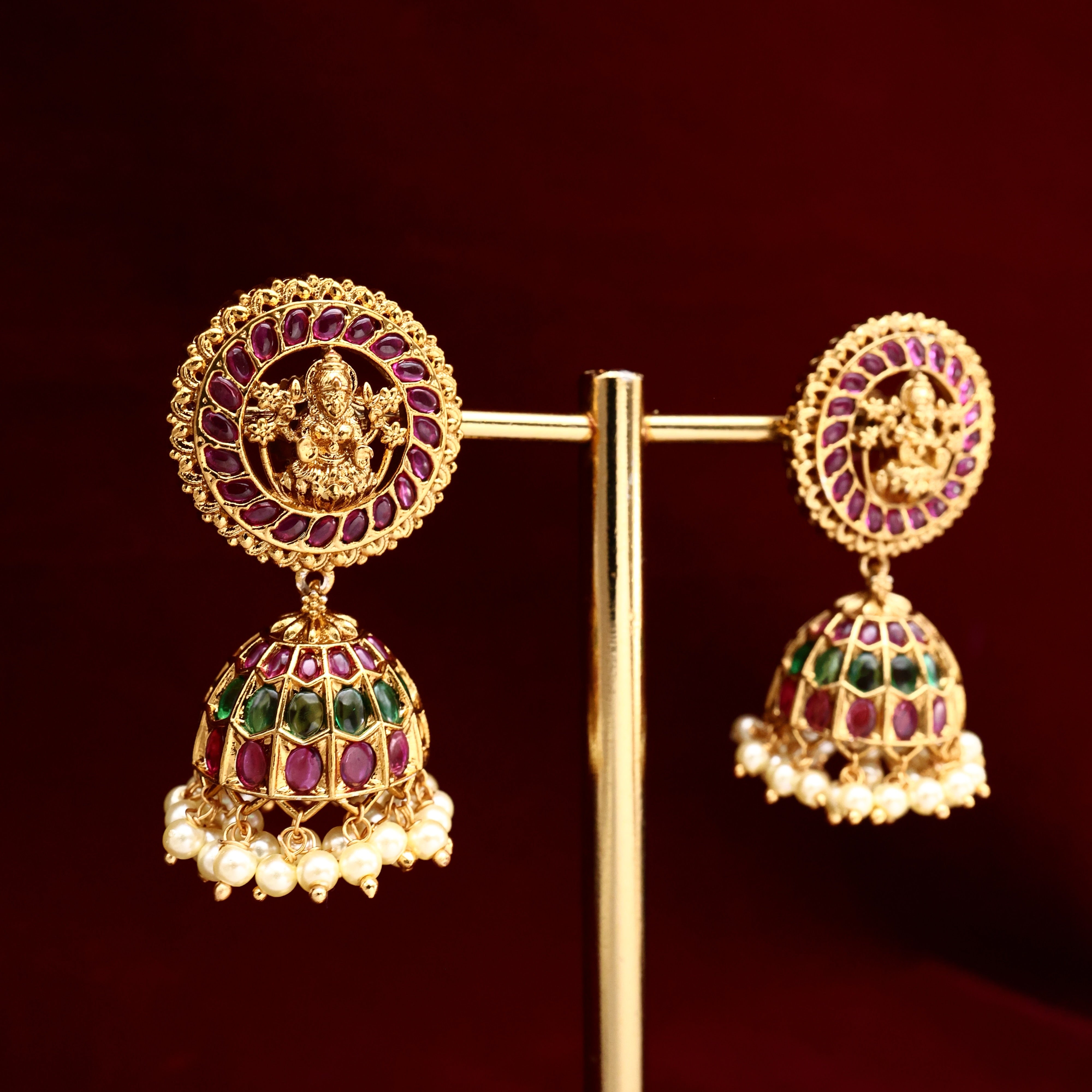 Lakshmi Chakra Kemp Antique Bridal Jhumkas