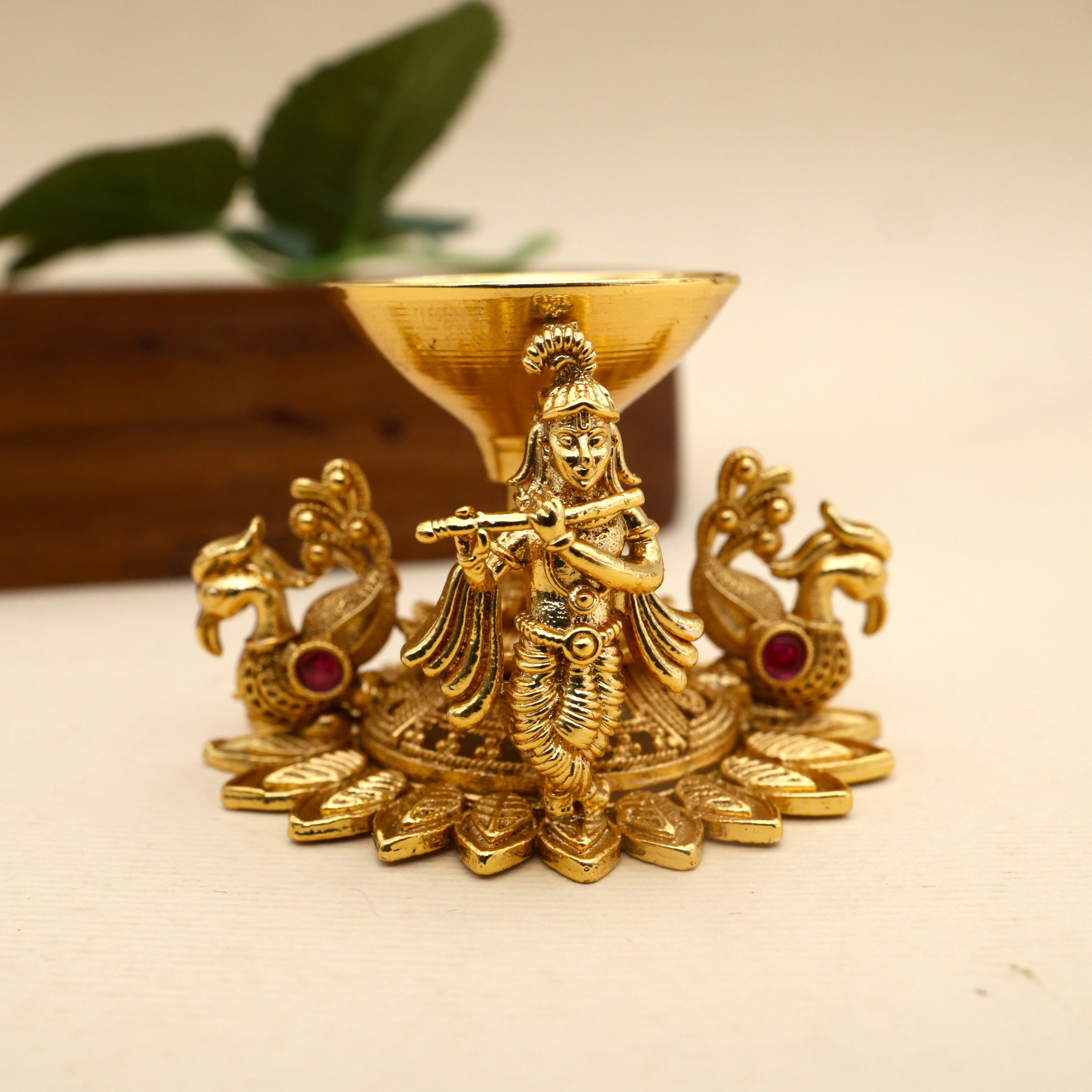 Antique Nagas Divine Kannan with Kuzhal Diya/Lamp
